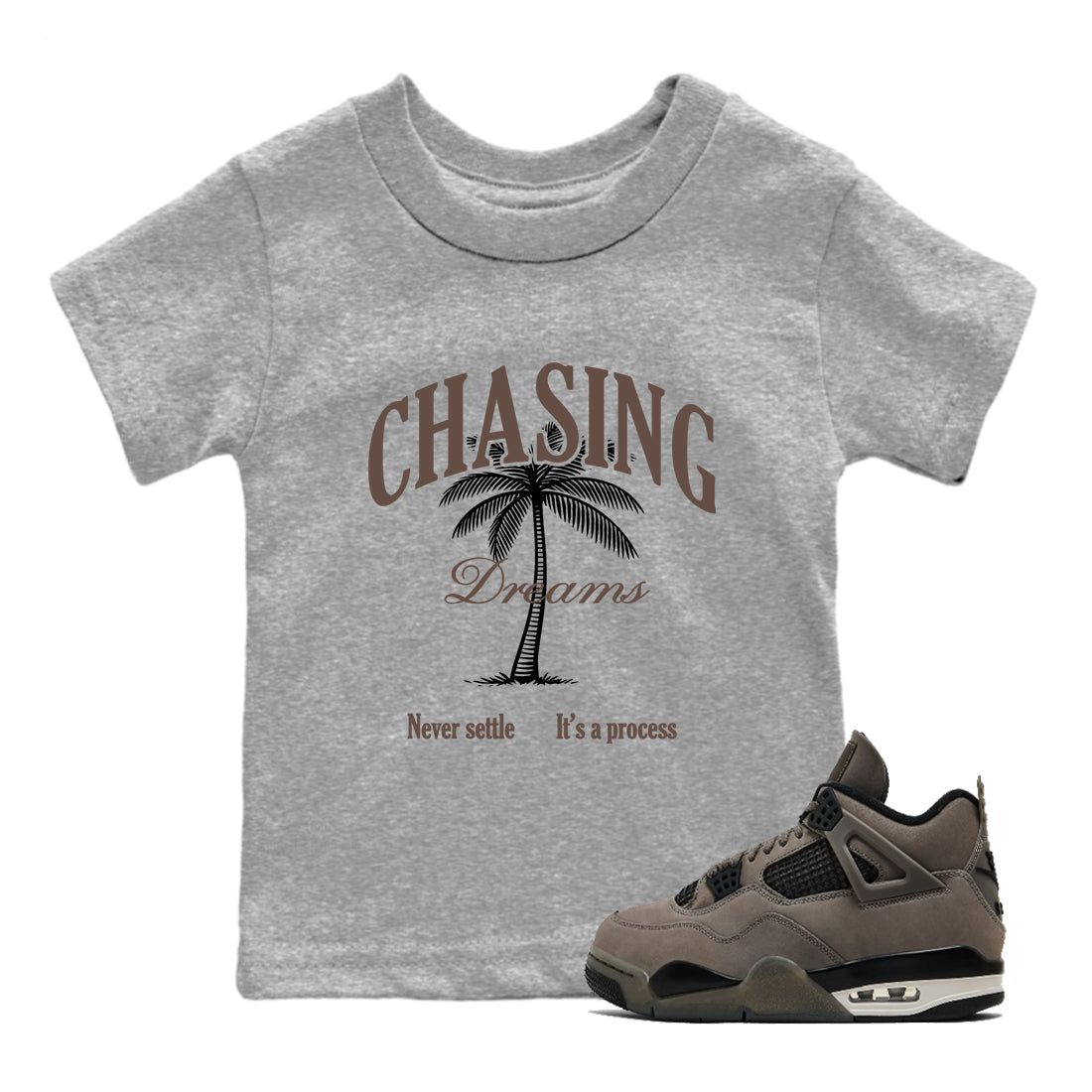 Sneaker match tees – Sneaker Tees To Match Air Jordan 4 Cave Stone Shoes – Chasing Dreams Kids T-Shirt Heather Grey 1