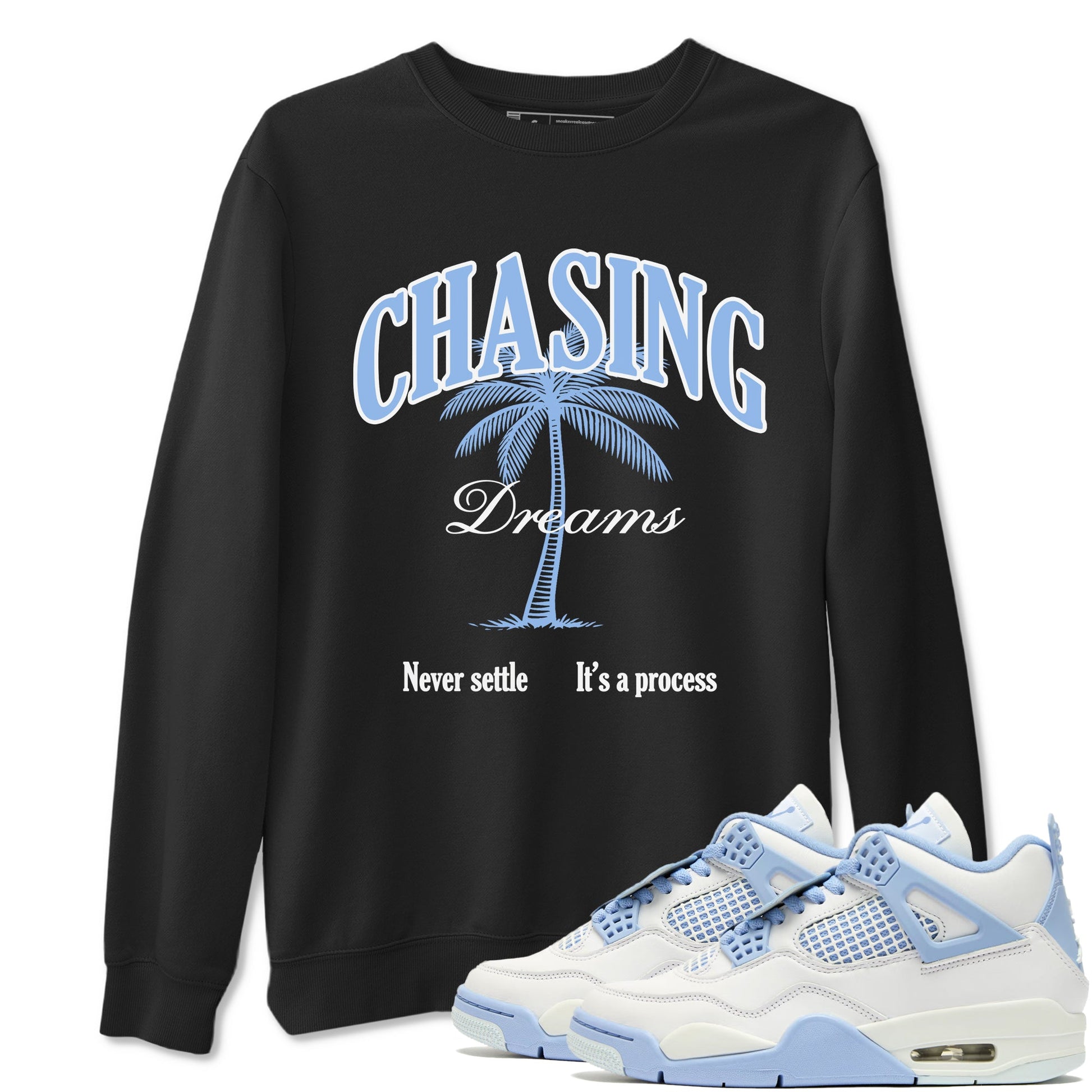 4s Forget Me Not shirts to match jordans Chasing Dreams sneaker match tees Air Jordan 4 WMNS Aluminummatch shoes to clothes SNRT Sneaker Tees unisex cotton Black 1 shirts