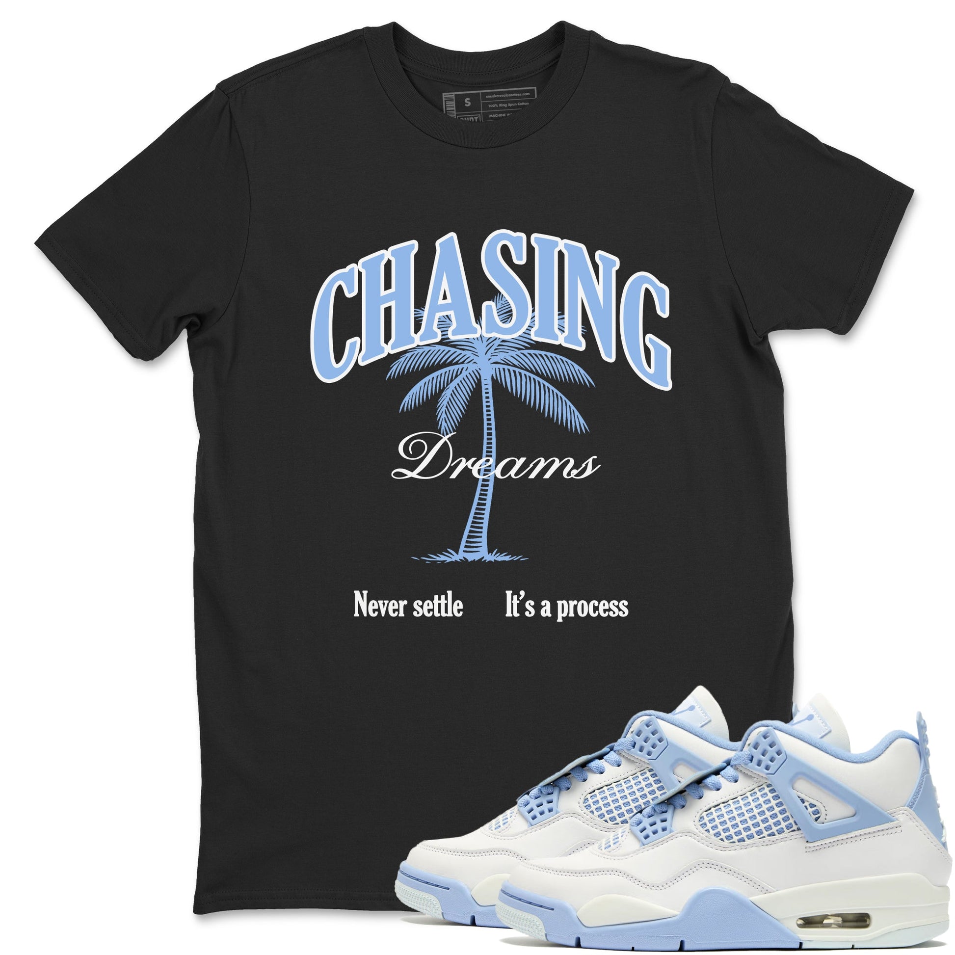 4s Forget Me Not shirts to match jordans Chasing Dreams sneaker match tees Air Jordan 4 WMNS Aluminummatch shoes to clothes SNRT Sneaker Tees unisex cotton Black 1 shirts