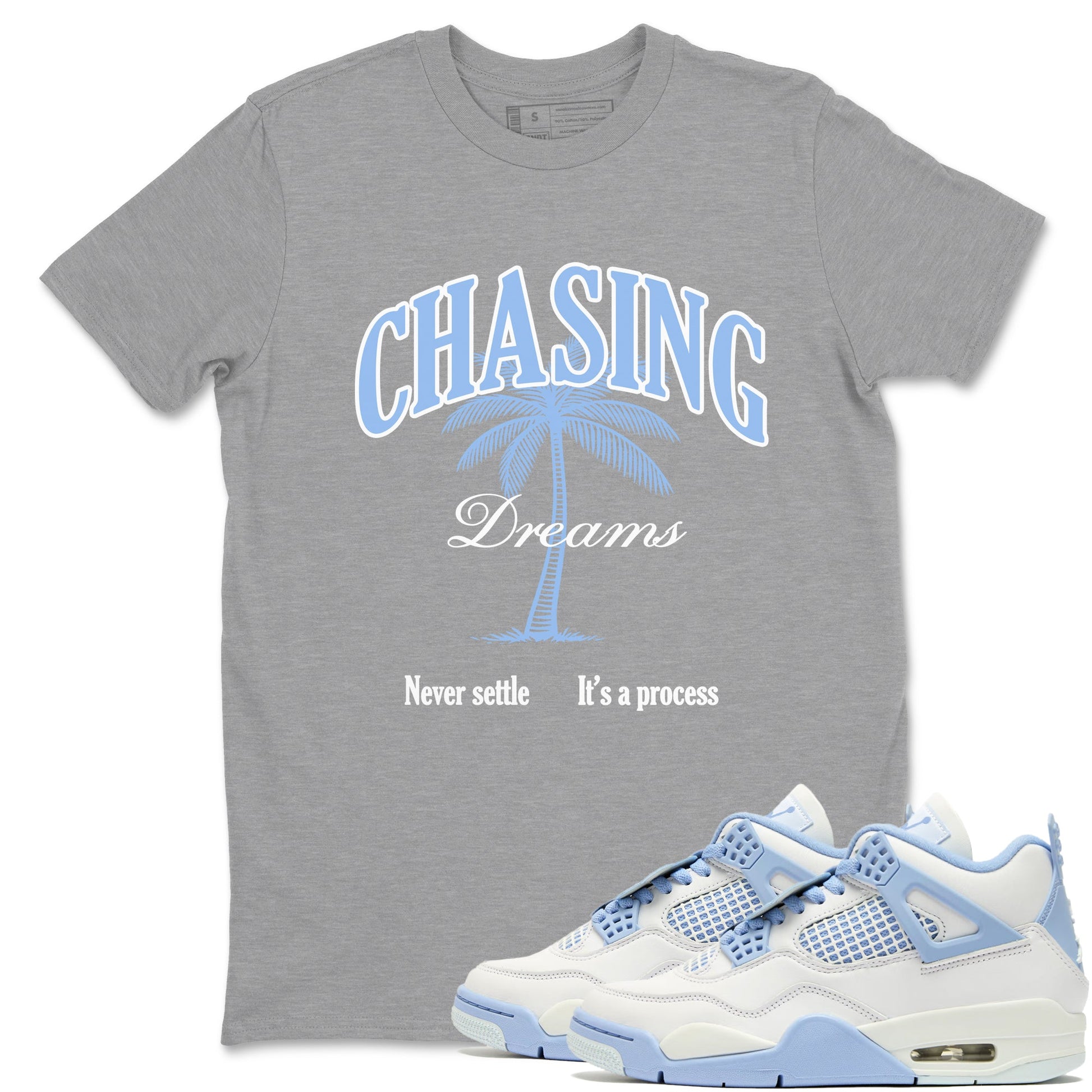 4s Forget Me Not shirts to match jordans Chasing Dreams sneaker match tees Air Jordan 4 WMNS Aluminummatch shoes to clothes SNRT Sneaker Tees unisex cotton Heather Grey 1 shirts