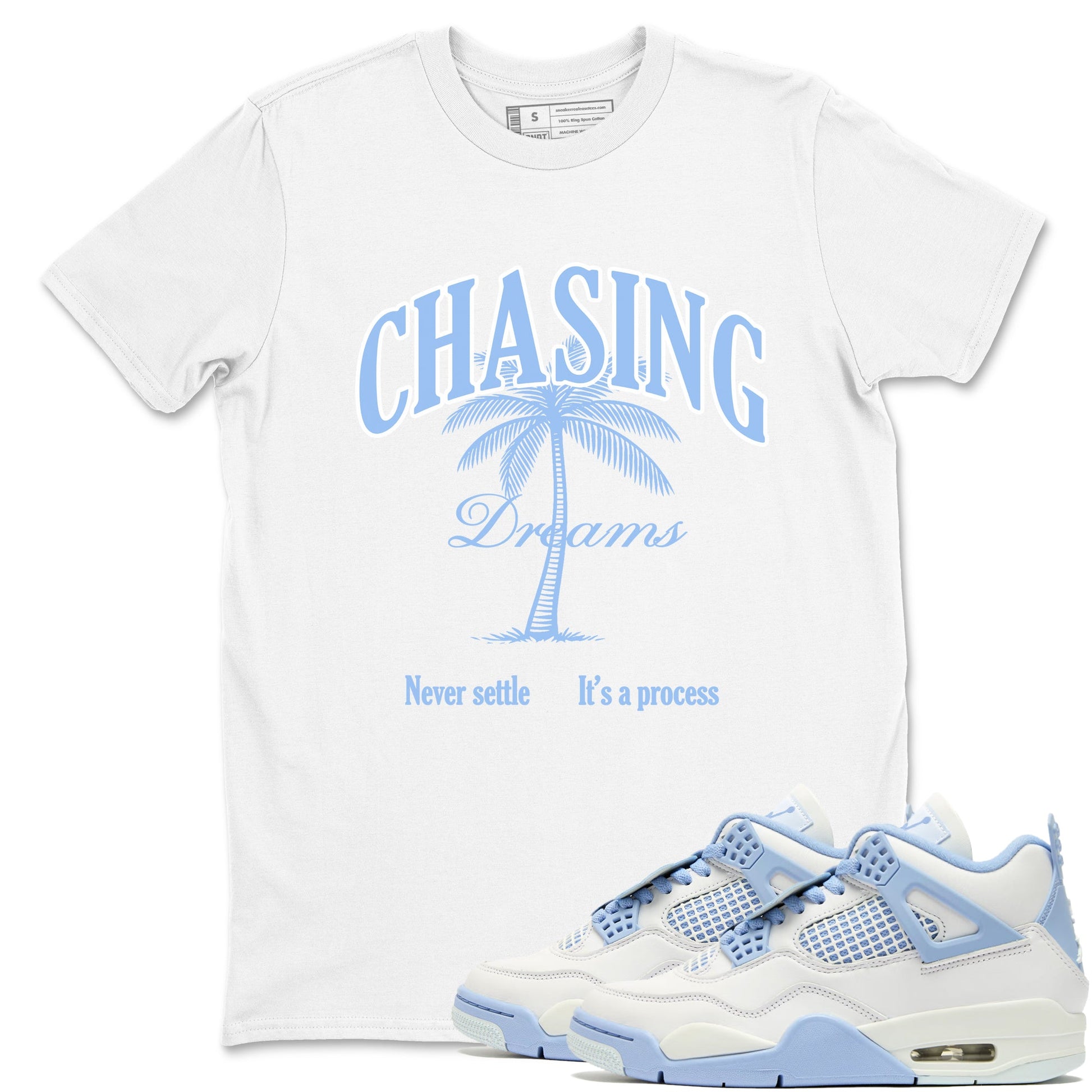4s Forget Me Not shirts to match jordans Chasing Dreams sneaker match tees Air Jordan 4 WMNS Aluminummatch shoes to clothes SNRT Sneaker Tees unisex cotton White 1 shirts