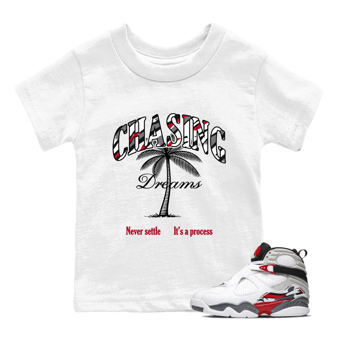 Sneaker Threads – Sneaker Tees To Match Air Jordan 8 Bunny – Chasing Dreams Youth Graphic Tee White 1. Perfect for Jordan releases 2025 colorways.