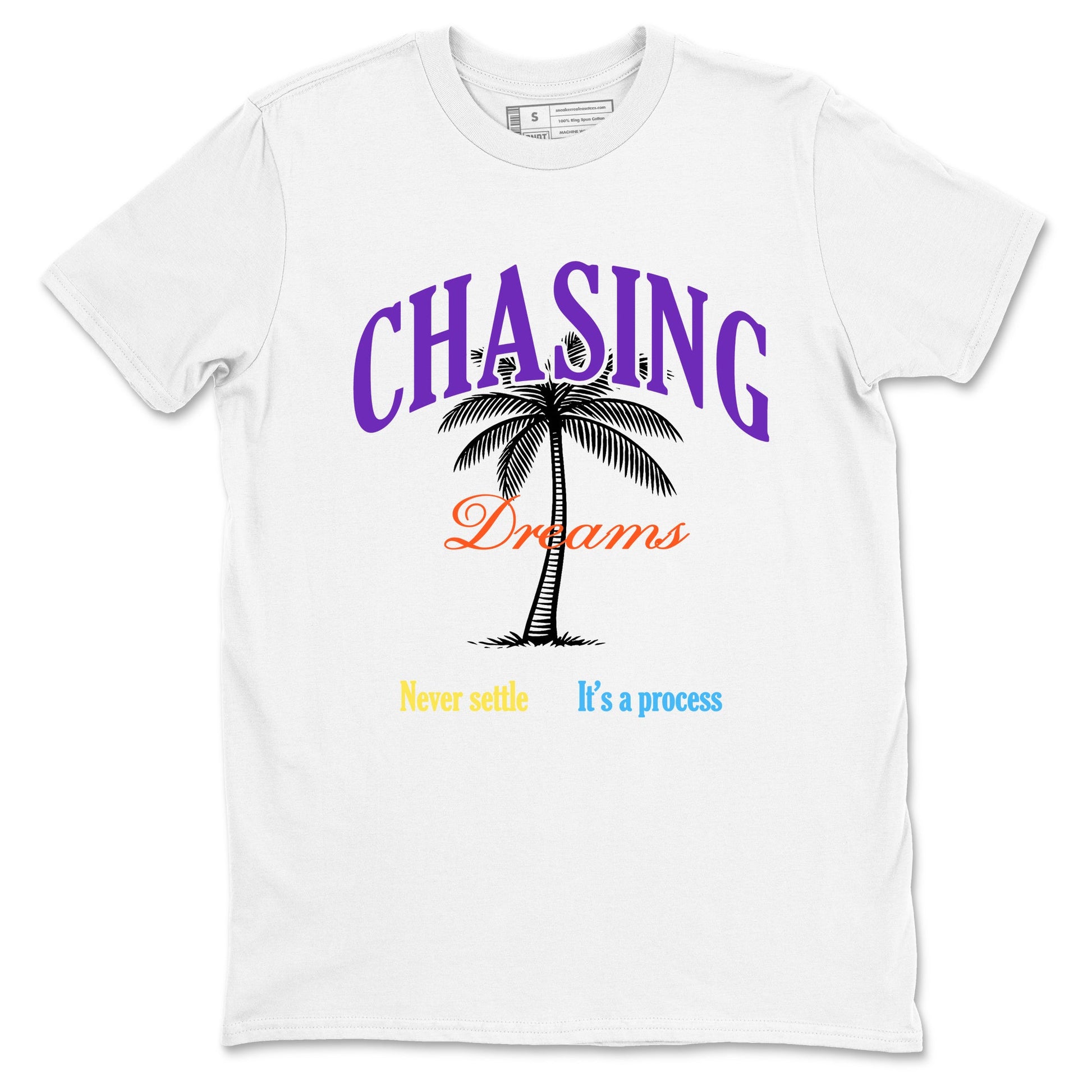 Sneaker Threads – Sneaker Tees To Match New Balance 9060 Prism Purple – Chasing Dreams Graphic Tee White 2. Perfect for Jordan releases 2025 colorways.
