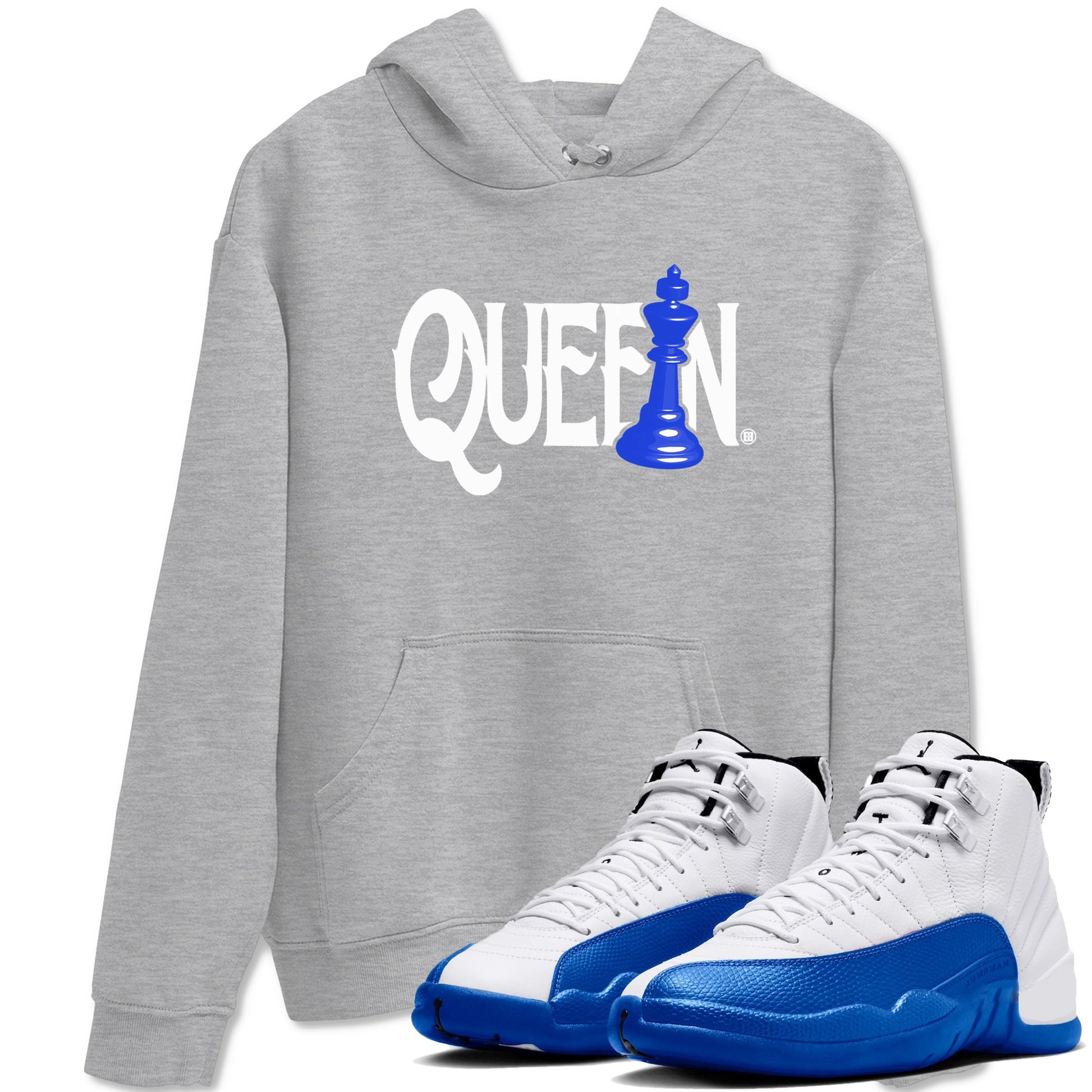 12s Blueberry shirts to match jordans Chess Queen sneaker match tees Air Jordan 12 Blueberry SNRT Sneaker Tees streetwear brand Heather Grey 1 unisex cotton tee