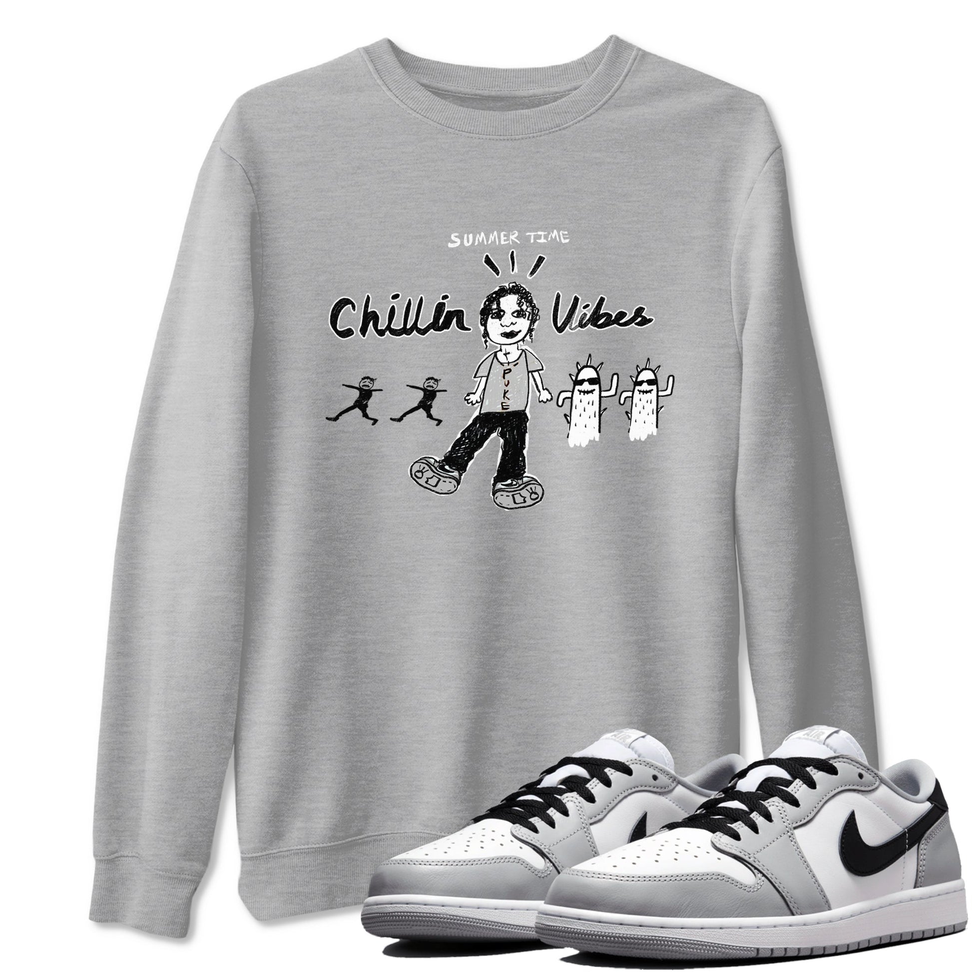 1s Wolf Grey shirts to match jordans Chillin Vibes sneaker match tees Air Jordan 1 Wolf Grey SNRT Sneaker Tees streetwear brand Heather Grey 1 unisex cotton tee