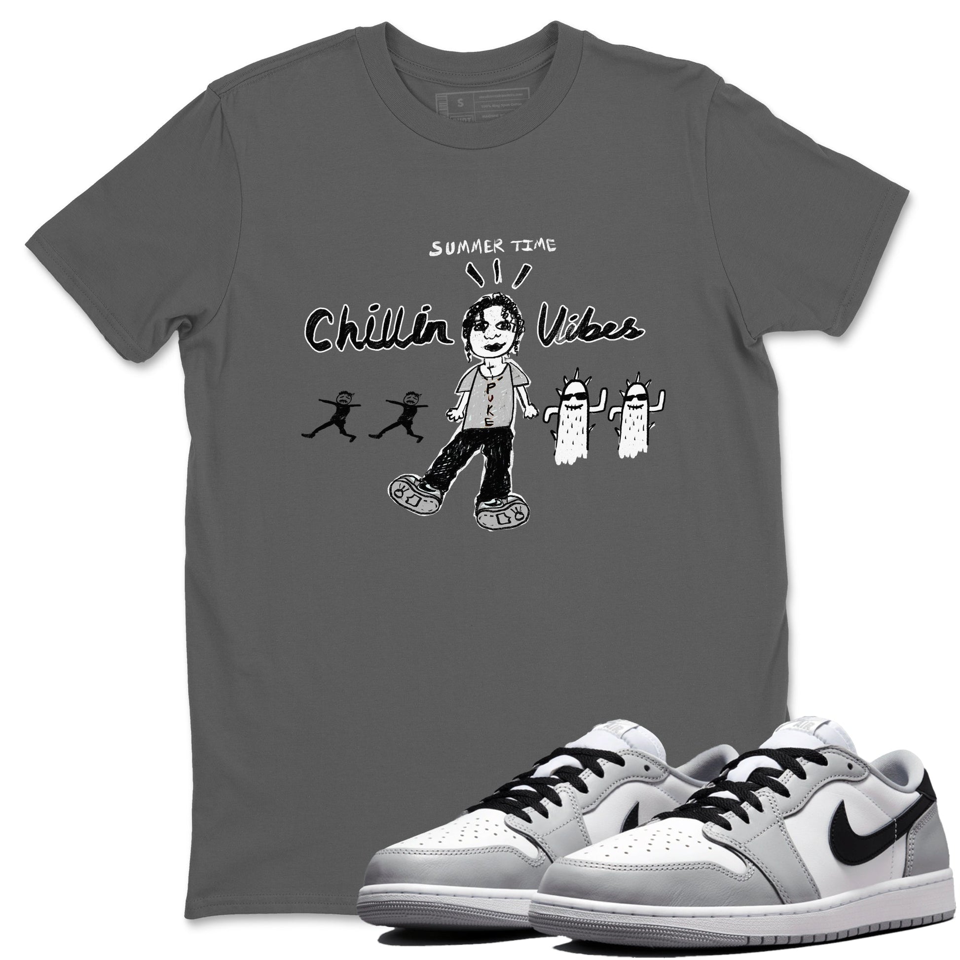 1s Wolf Grey shirts to match jordans Chillin Vibes sneaker match tees Air Jordan 1 Wolf Grey SNRT Sneaker Tees streetwear brand Cool Grey 1 unisex cotton tee