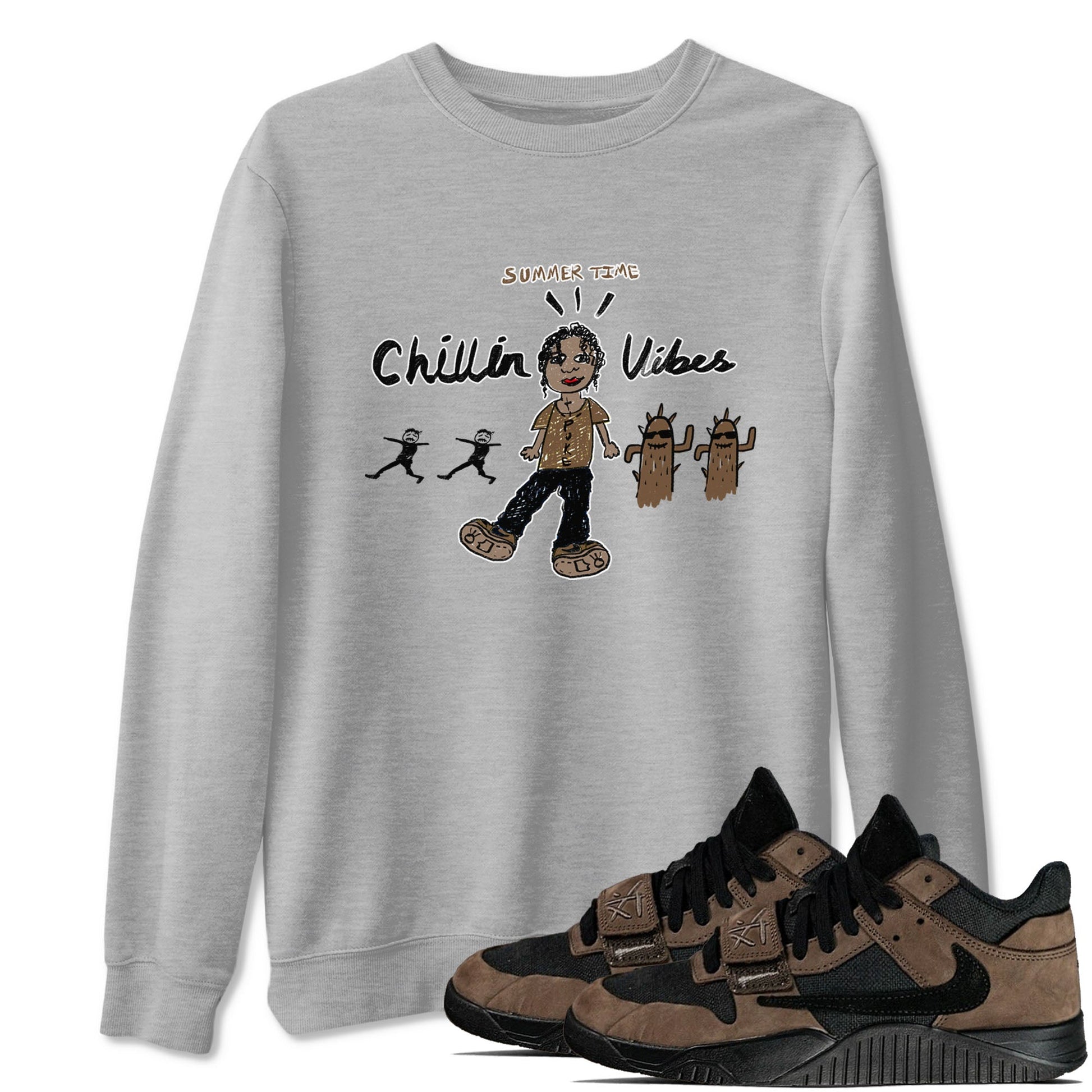Jordan Jumpman Jack Travis Scott Dark Mocha shirts to match jordans Chillin Vibes sneaker match tees Jordan Jumpman Jack Travis Scott Dark Mocha SNRT Sneaker Release Tees unisex cotton Heather Grey 1 crew neck shirts