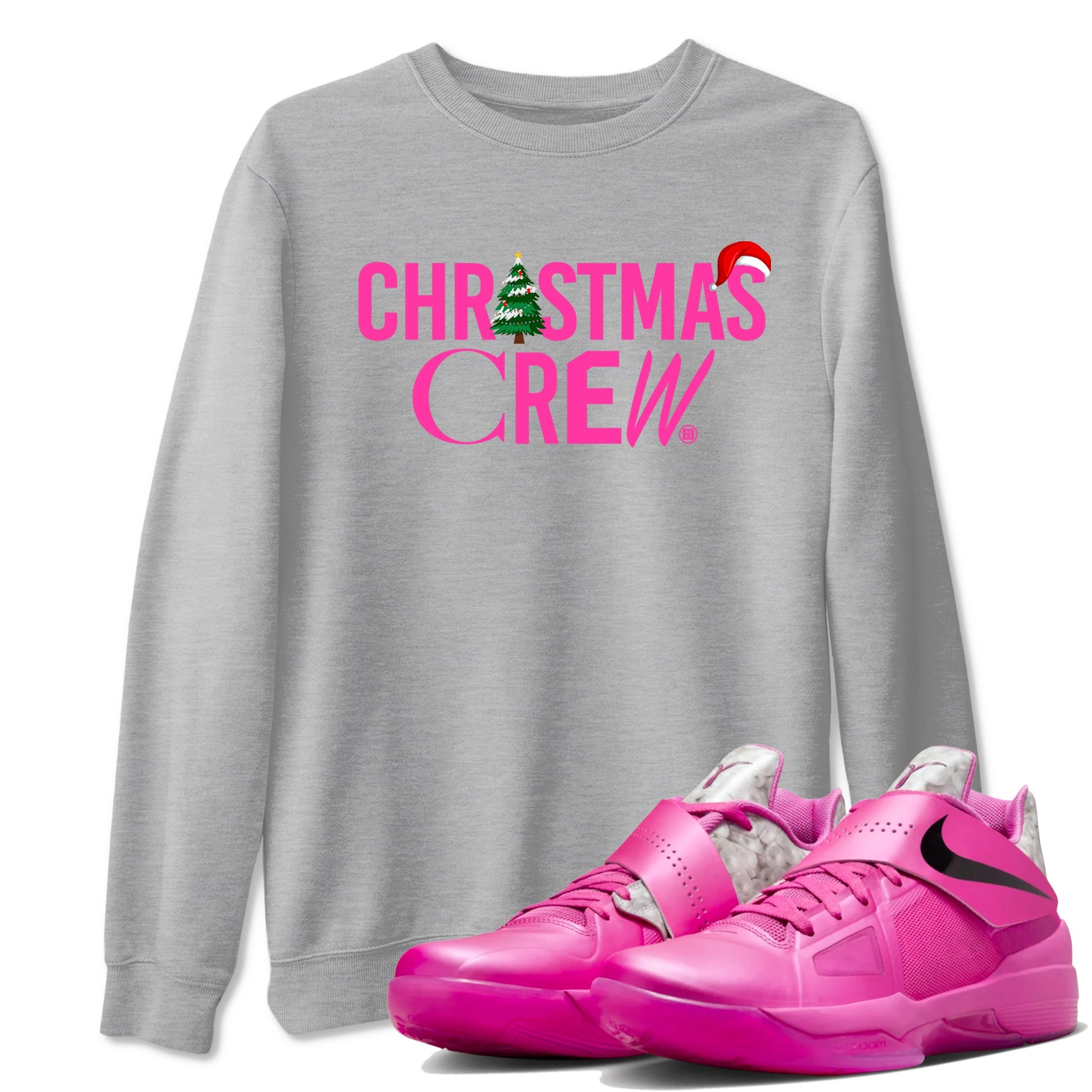 Nike KD 4 Retro Aunt Pearl shirts to match jordans Christmas Crew Holiday Christmas sneaker match tees Nike KD 4 Aunt Pearl match shoes to clothes SNRT Sneaker Tees unisex cotton Heather Grey 1 shirts