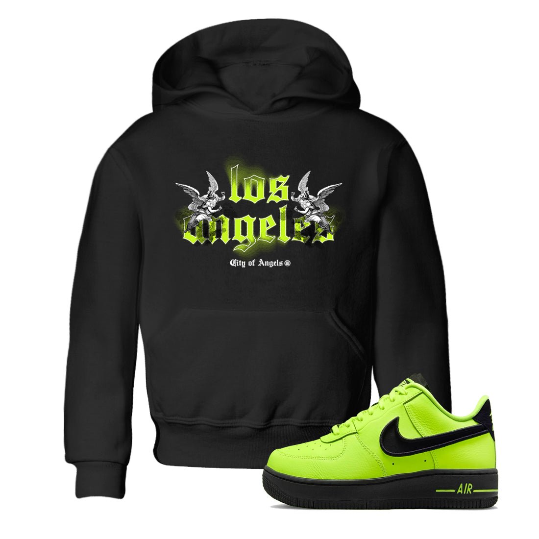 AF 1 Volt shirts to match jordans City Of Angeles sneaker match tees Air Force 1 Low Dance Volt match shoes to clothes SNRT Sneaker Tees Youth Baby Black 1 tee