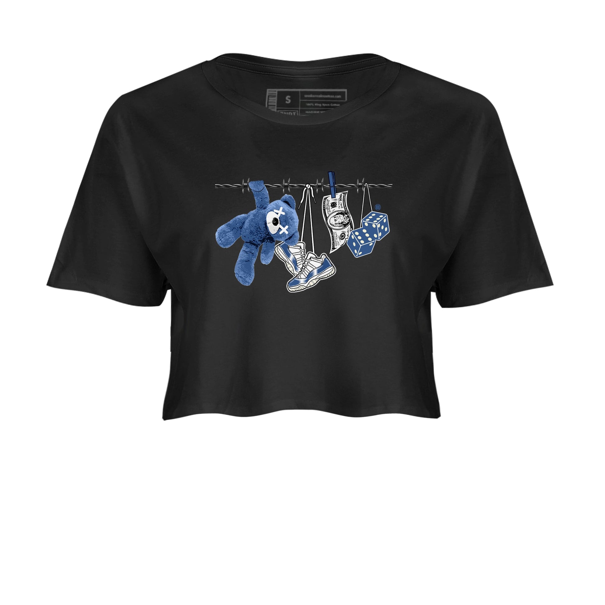 Air Jordan 11 Low Diffused Blue shirts to match jordans Clothesline sneaker match tees 11s Diffused Blue SNRT Sneaker Release Tees unisex cotton Black 2 Crop Shirts