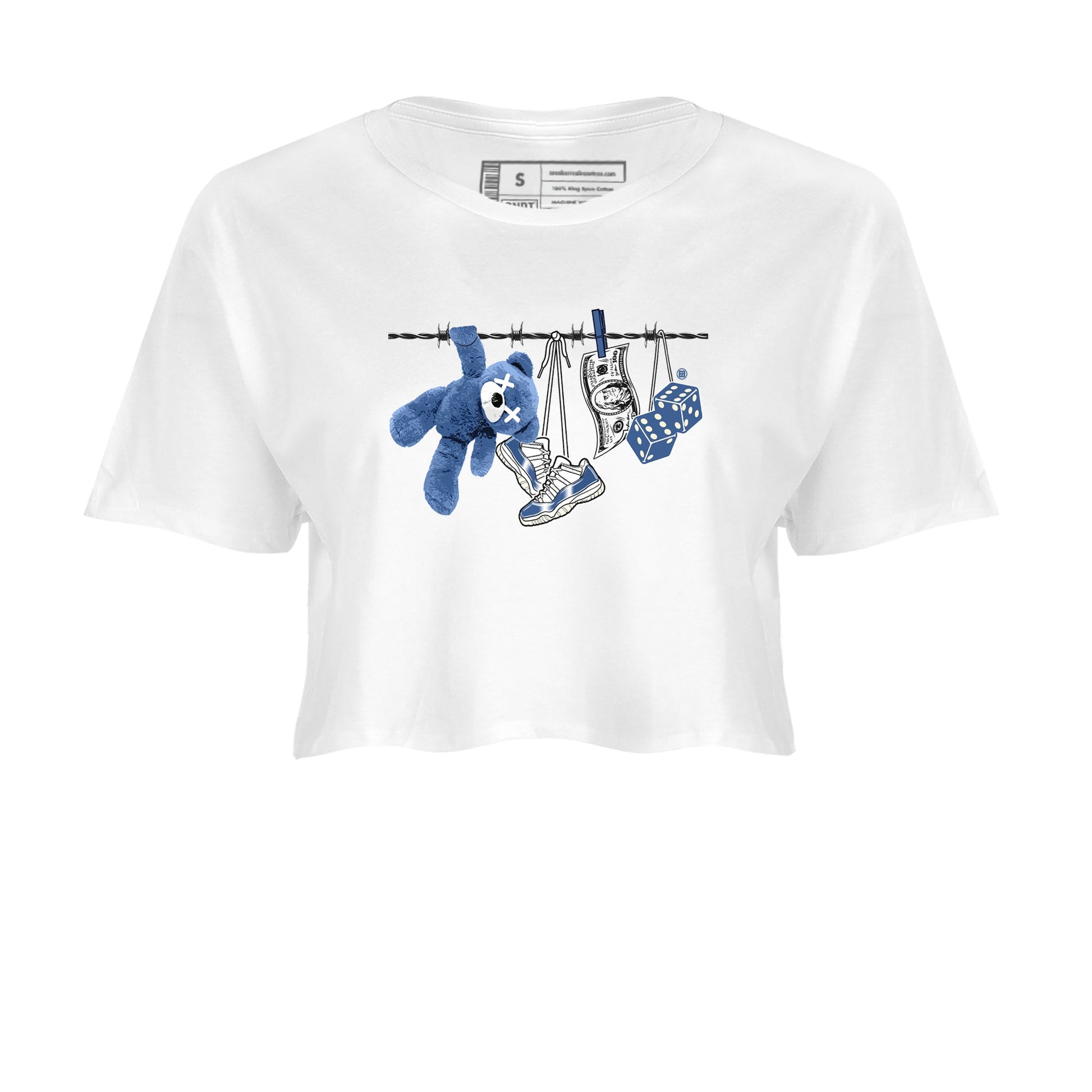 Air Jordan 11 Low Diffused Blue shirts to match jordans Clothesline sneaker match tees 11s Diffused Blue SNRT Sneaker Release Tees unisex cotton White 2 Crop Shirts