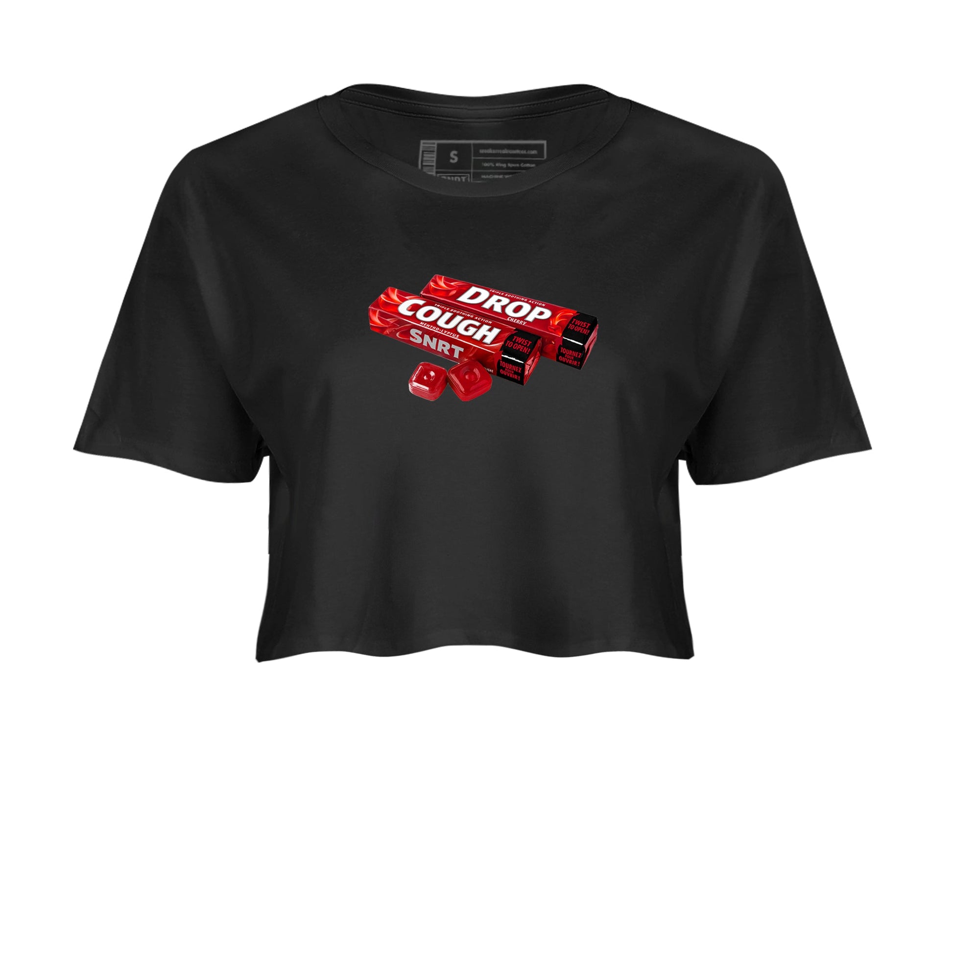 Sneaker match tees – Sneaker Tees To Match Air Foamposite Cough Drop Shoes – Cough Drop Crop T-Shirt Black 2