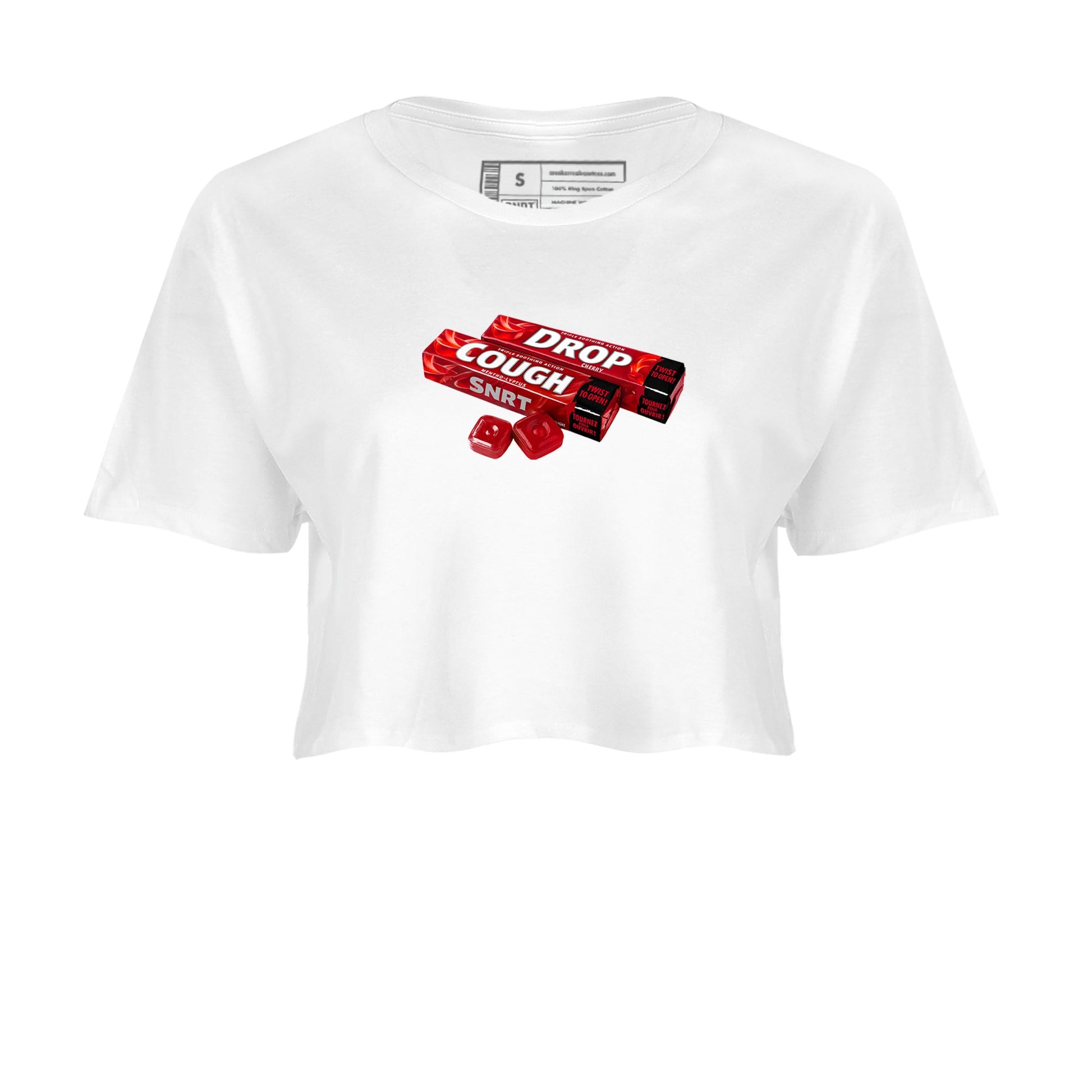 Sneaker match tees – Sneaker Tees To Match Air Foamposite Cough Drop Shoes – Cough Drop Crop T-Shirt White 2