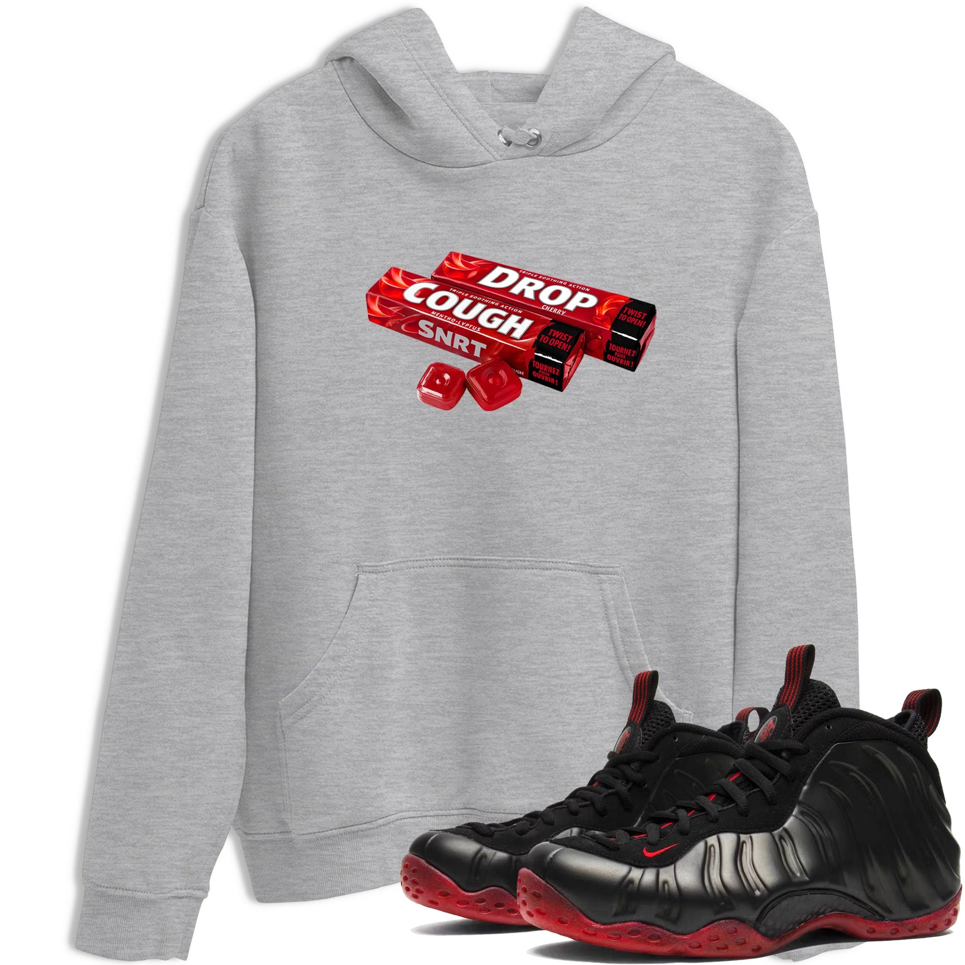 Sneaker match tees – Sneaker Tees To Match Air Foamposite Cough Drop Shoes – Cough Drop Tee Heather Grey 1