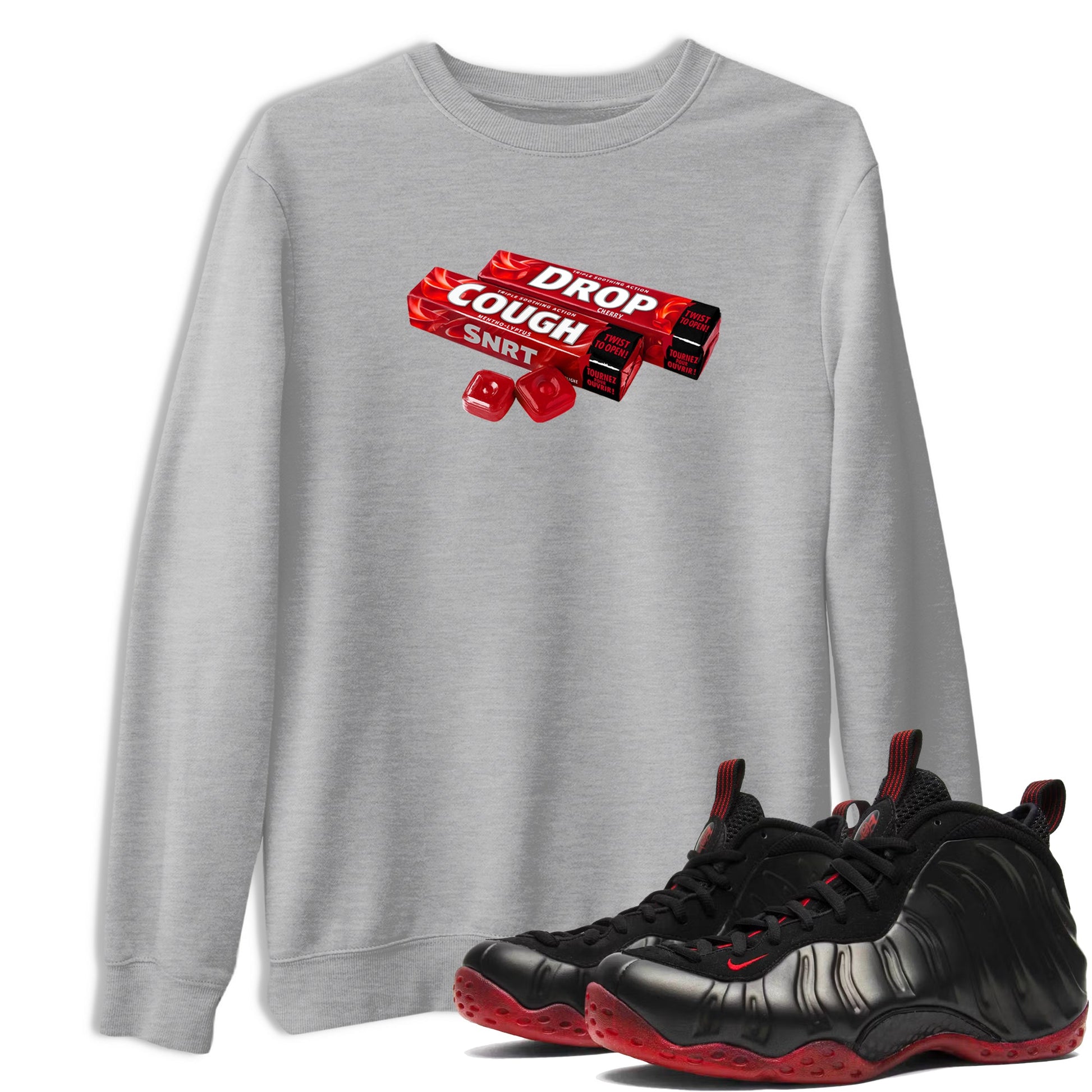 Sneaker match tees – Sneaker Tees To Match Air Foamposite Cough Drop Shoes – Cough Drop Tee Heather Grey 1