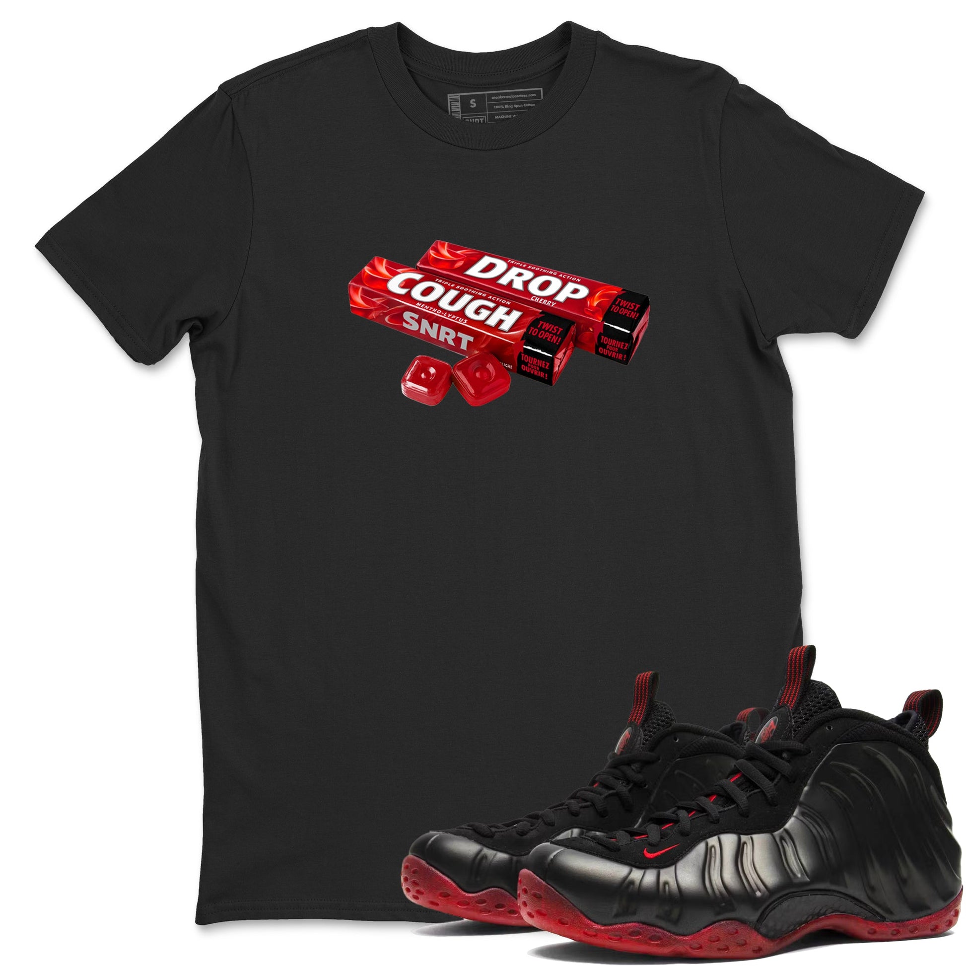 Sneaker match tees – Sneaker Tees To Match Air Foamposite Cough Drop Shoes – Cough Drop Tee Black 1
