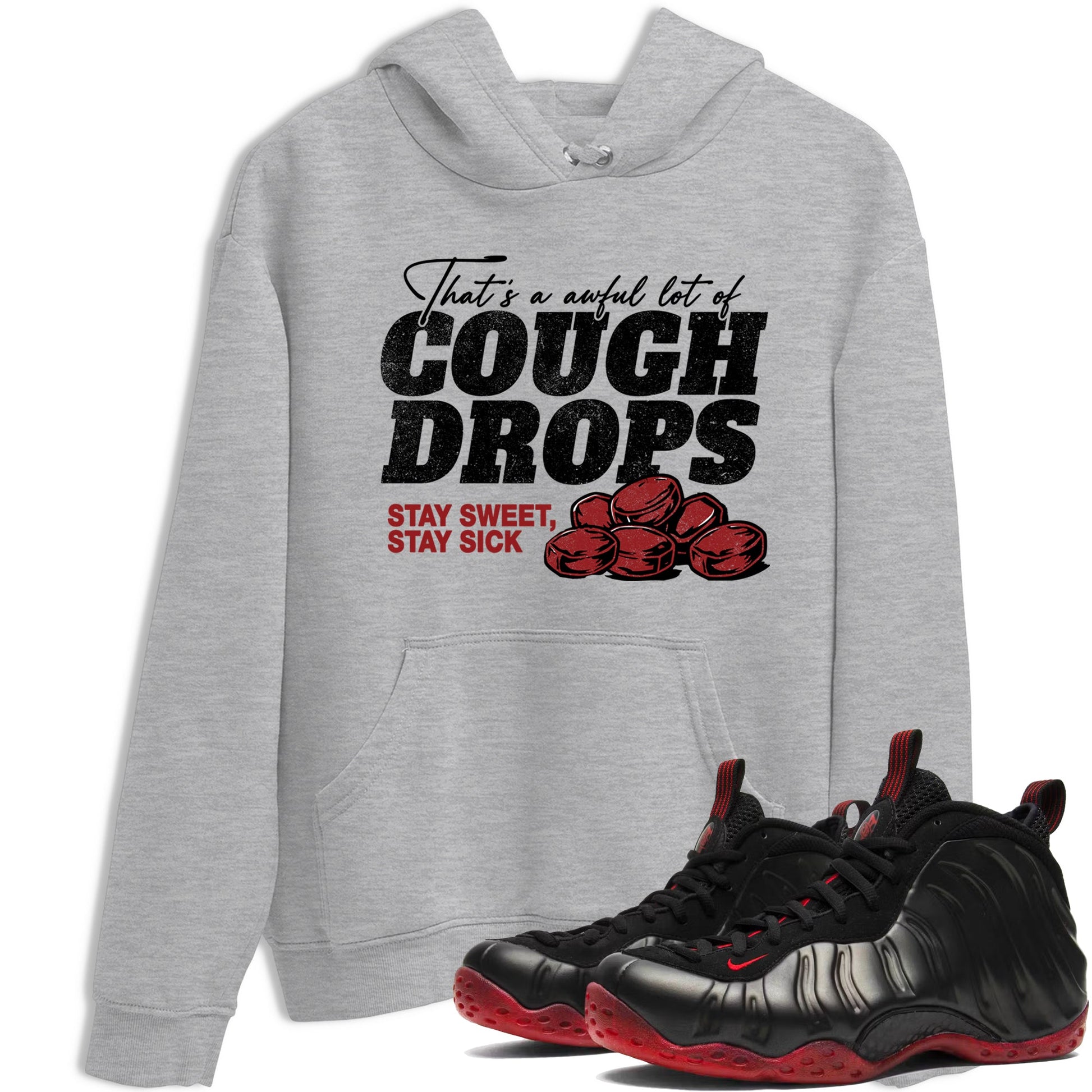 Sneaker match tees – Sneaker Tees To Match Air Foamposite Cough Drop Shoes – Cough Drops Tee Heather Grey 1