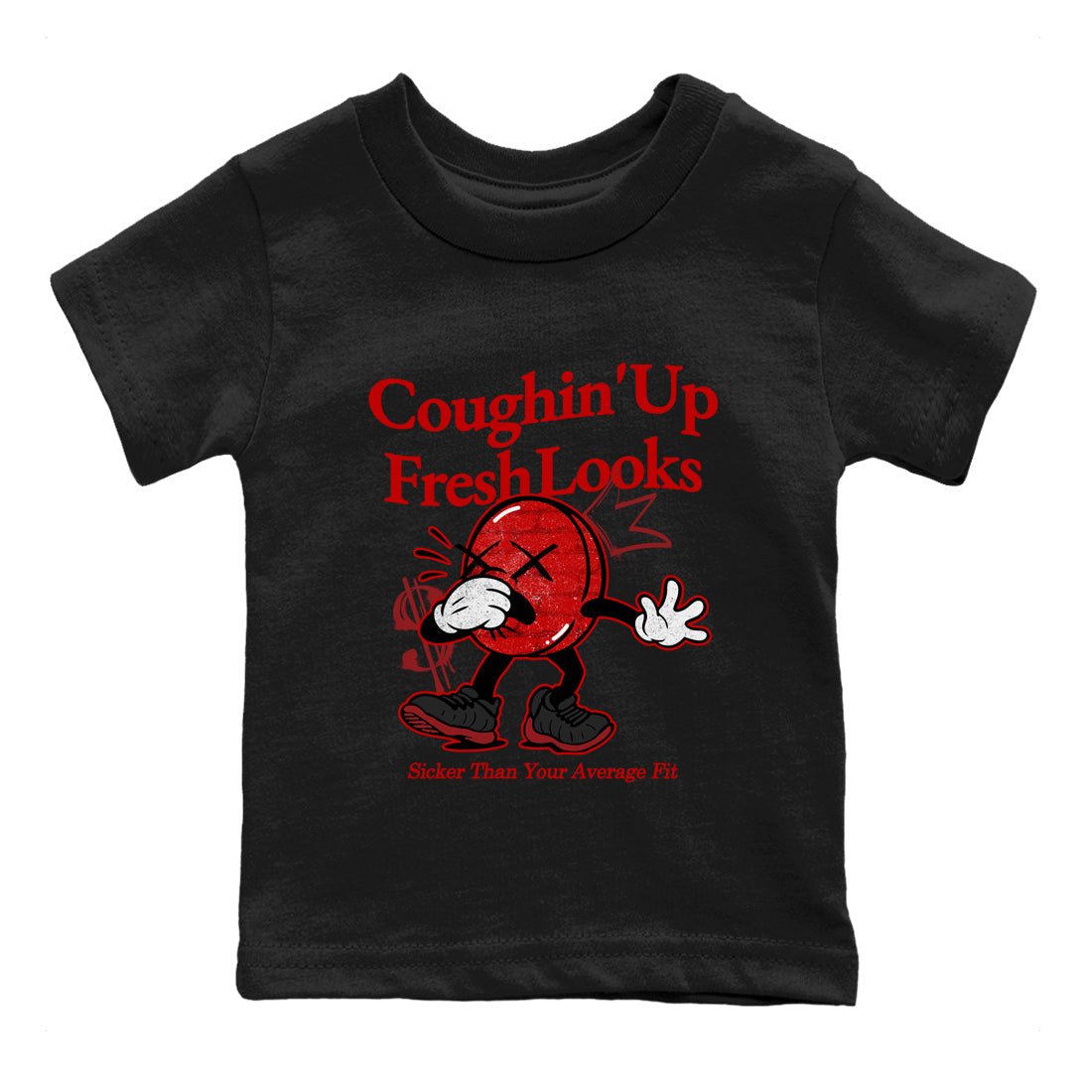 Sneaker match tees – Sneaker Tees To Match Air Foamposite Cough Drop Shoes – Coughin Up Fresh Looks Kids T-Shirt Black 2