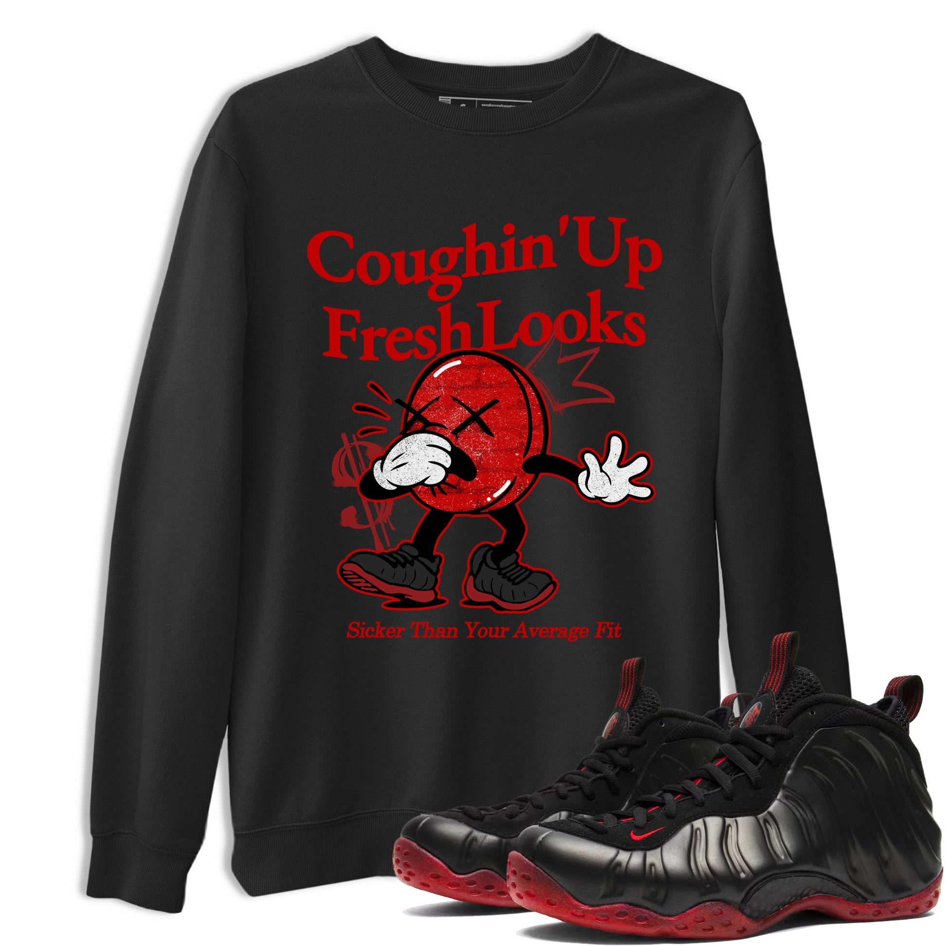Sneaker match tees – Sneaker Tees To Match Air Foamposite Cough Drop Shoes – Coughin Up Fresh Looks Tee Black 1