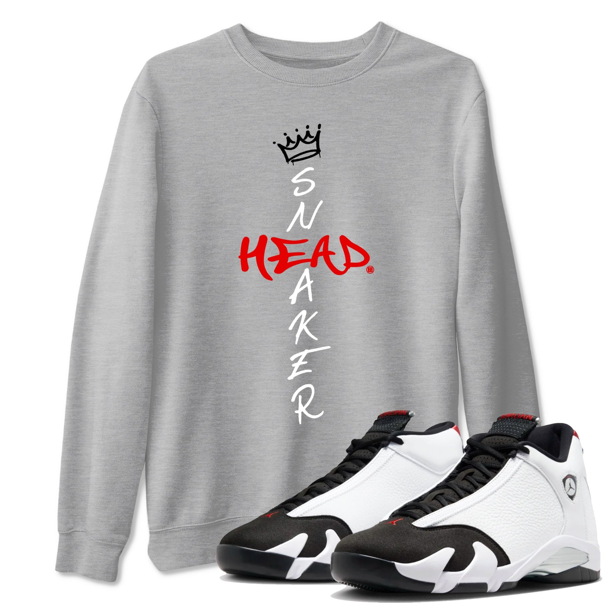 Air Jordan 14 Black Toe t shirts to match sneakers Cross Sneakerhead sneaker match tees 14s Black Toe sneaker match tee SNRT Sneaker Tees unisex cotton Heather Grey 1 shirts