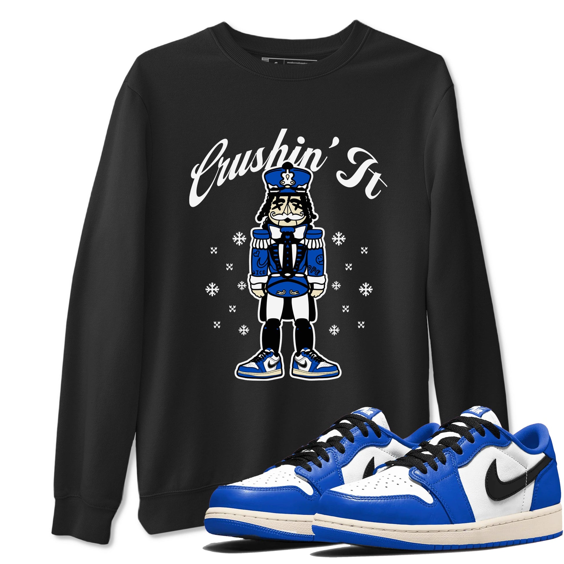 1s Game Royal t shirts to match sneakers Crushin' It Christmas Tee Air Jordan 1 Game Royal shirt SNRT Sneaker Tees unisex cotton Black 1 shirts