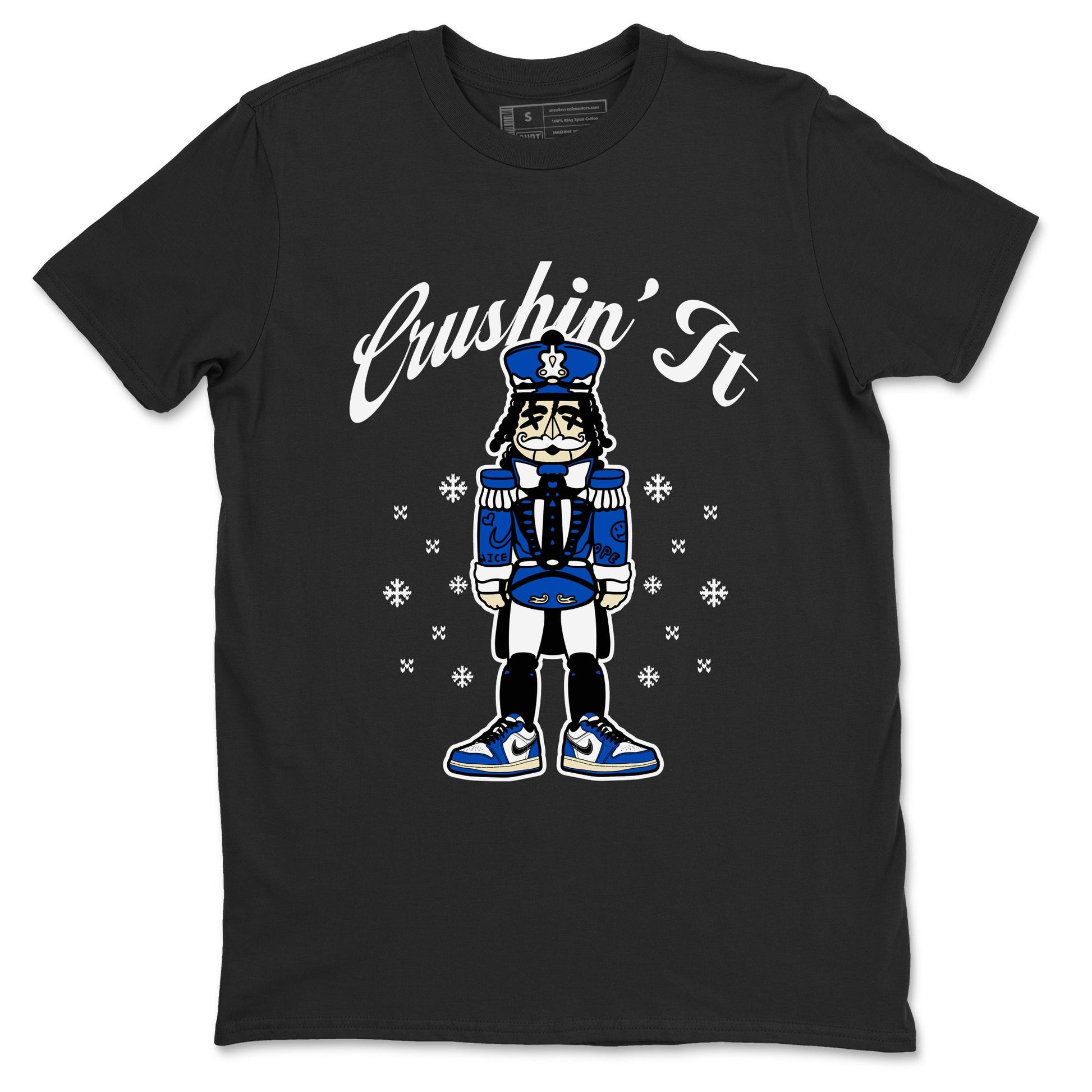 1s Game Royal t shirts to match sneakers Crushin' It Christmas Tee Air Jordan 1 Game Royal shirt SNRT Sneaker Tees unisex cotton Black 2 shirts