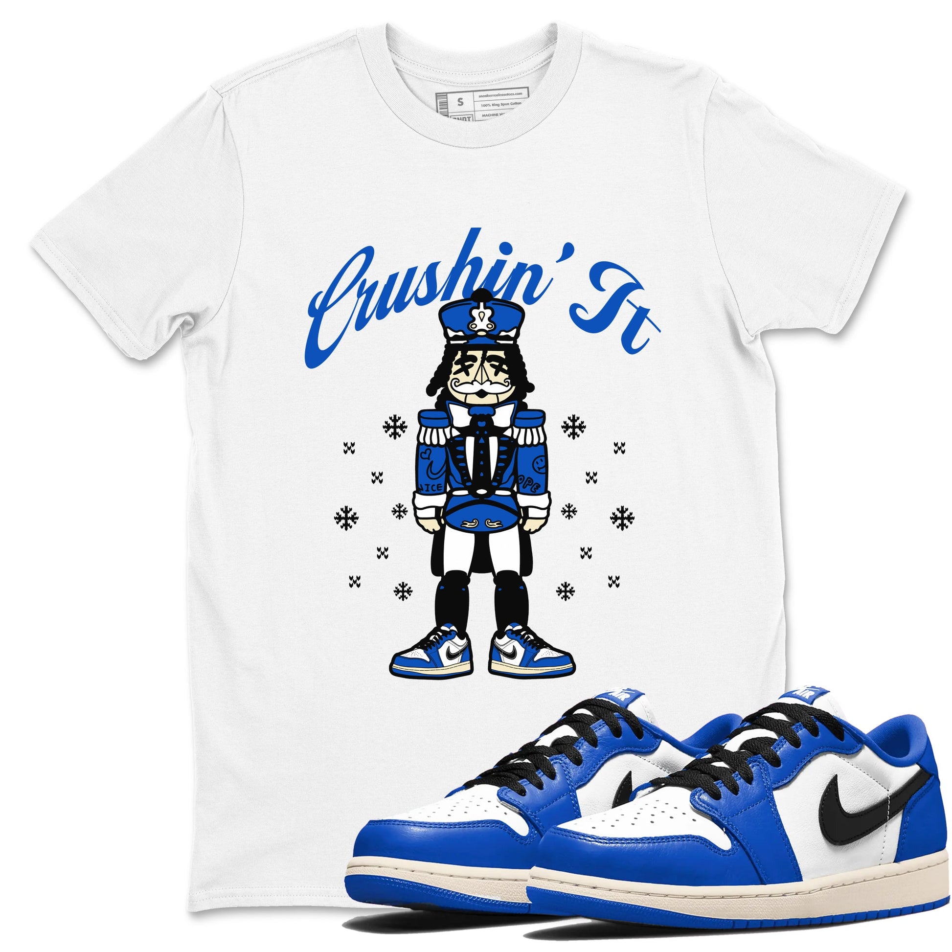 1s Game Royal t shirts to match sneakers Crushin' It Christmas Tee Air Jordan 1 Game Royal shirt SNRT Sneaker Tees unisex cotton White 1 shirts
