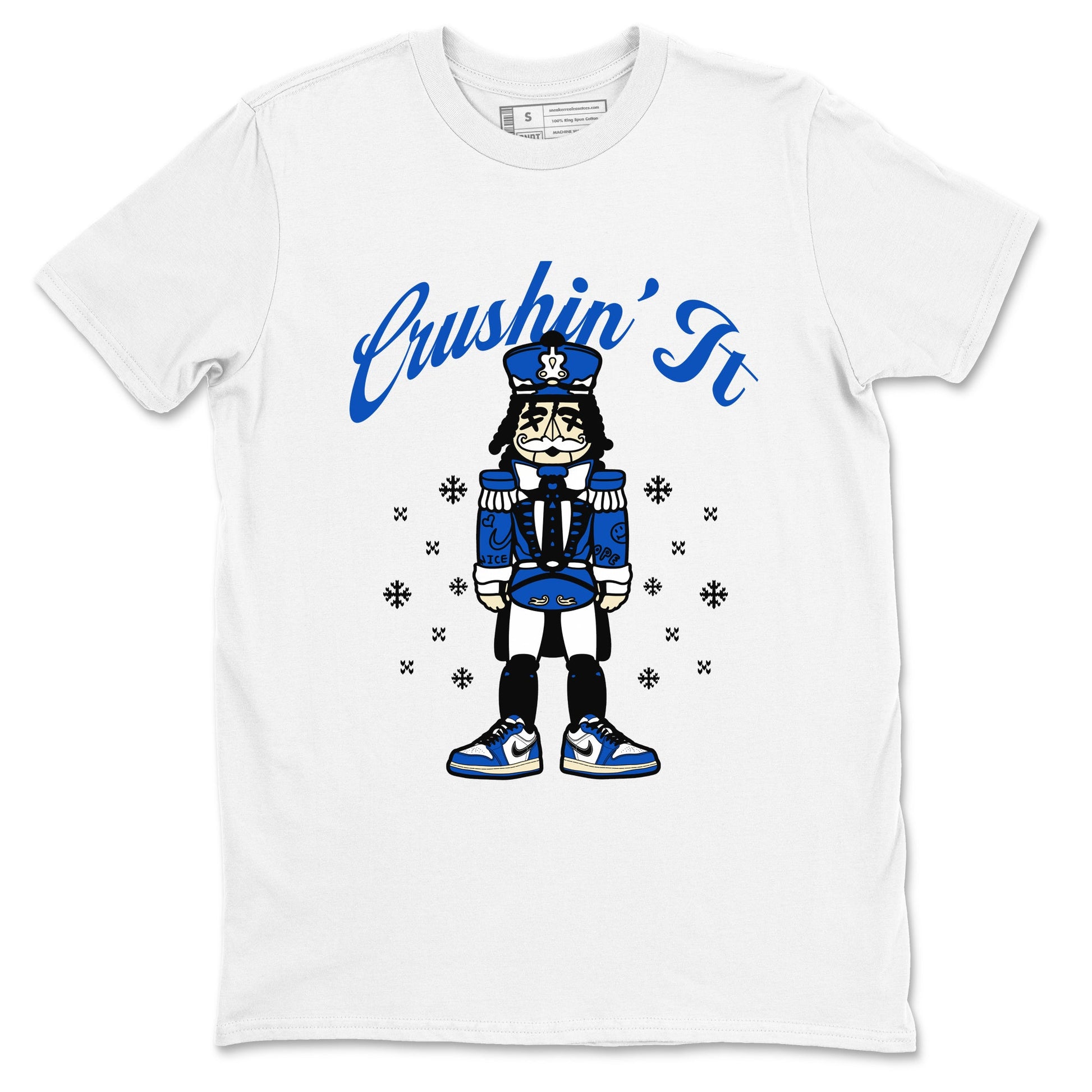 1s Game Royal t shirts to match sneakers Crushin' It Christmas Tee Air Jordan 1 Game Royal shirt SNRT Sneaker Tees unisex cotton White 2 shirts