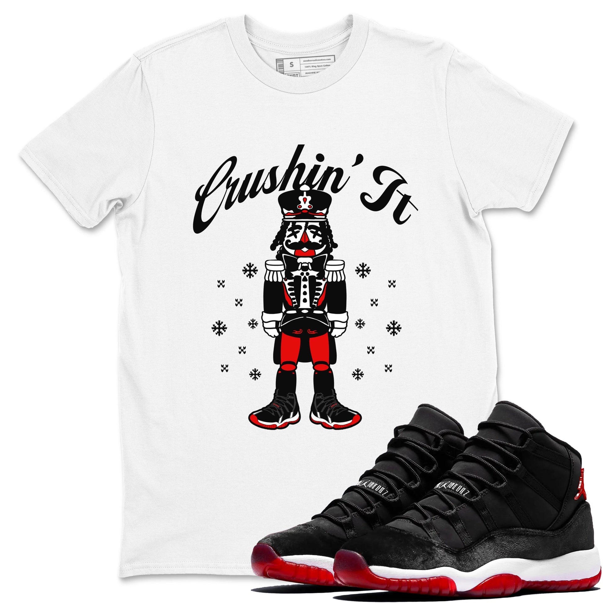 11s Bred Velvet shirts to match jordans Crushin' It sneaker match tees Air Jordan 11 Retro Bred Velvet match shoes to clothes SNRT Sneaker Tees unisex cotton White 1 shirts
