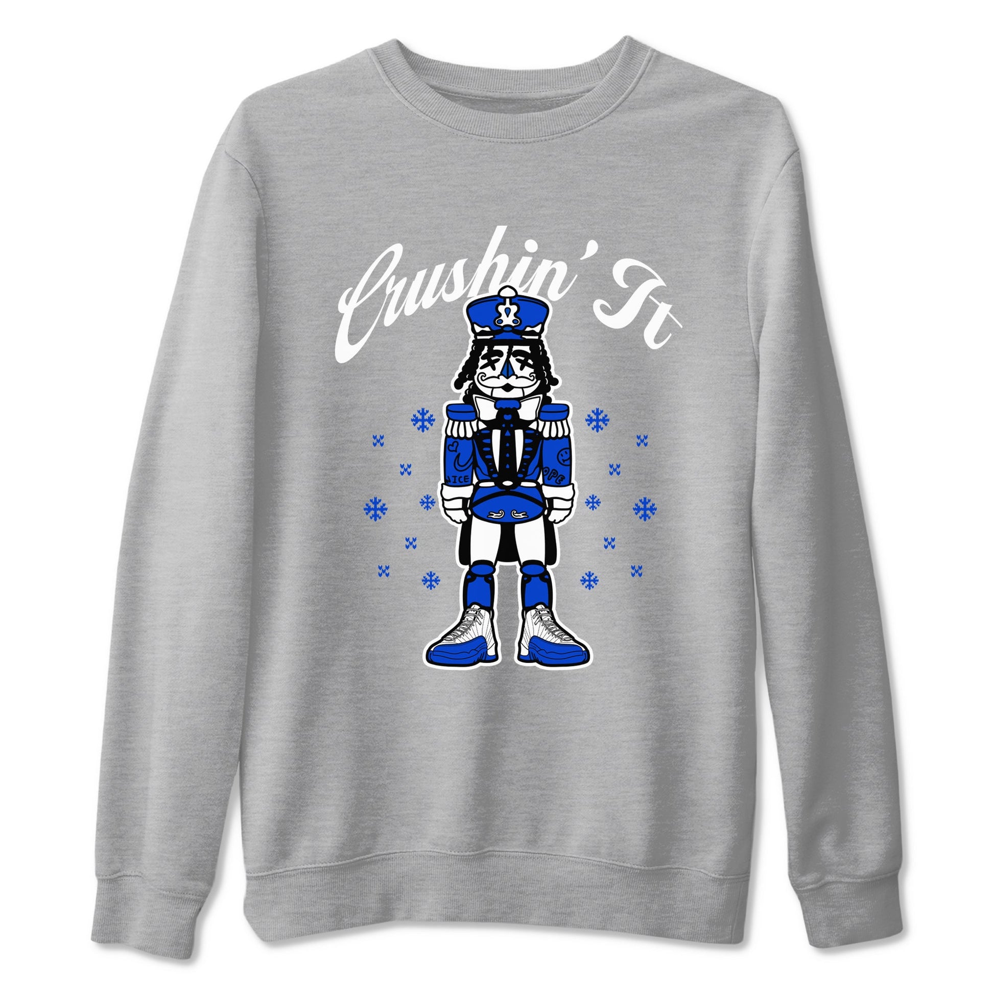 12s Game Royal t shirts to match sneakers Crushin' It Christmas Tee Blueberry 12s shirt SNRT Sneaker Tees unisex cotton Heather Grey 2 shirts