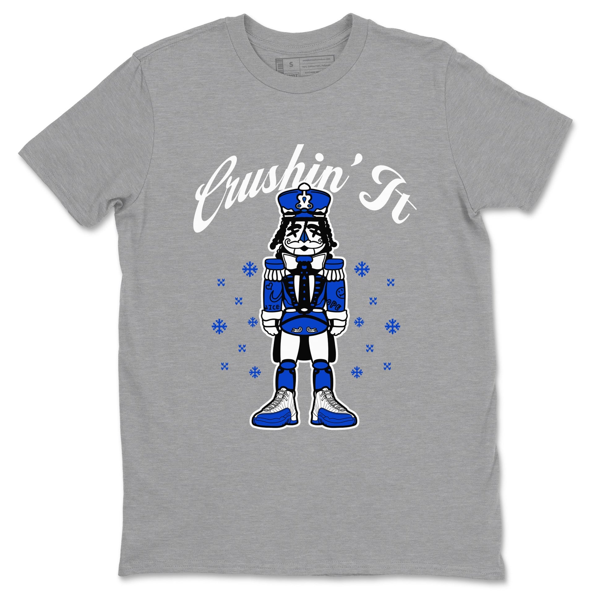 12s Game Royal t shirts to match sneakers Crushin' It Christmas Tee Blueberry 12s shirt SNRT Sneaker Tees unisex cotton Heather Grey 2 shirts
