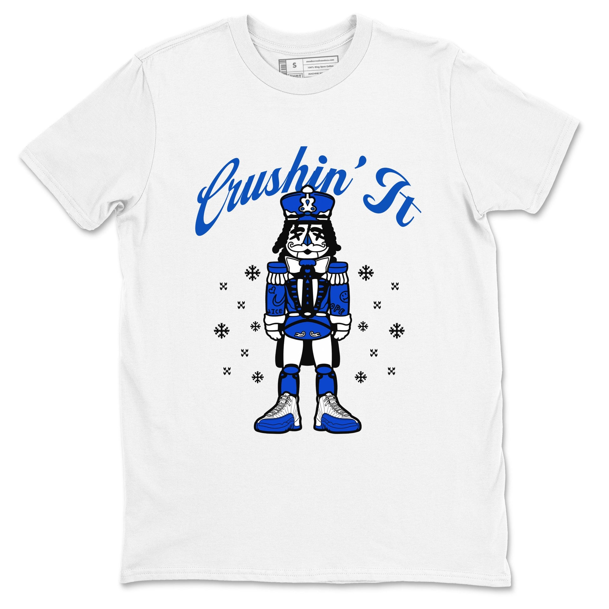 12s Game Royal t shirts to match sneakers Crushin' It Christmas Tee Blueberry 12s shirt SNRT Sneaker Tees unisex cotton White 2 shirts