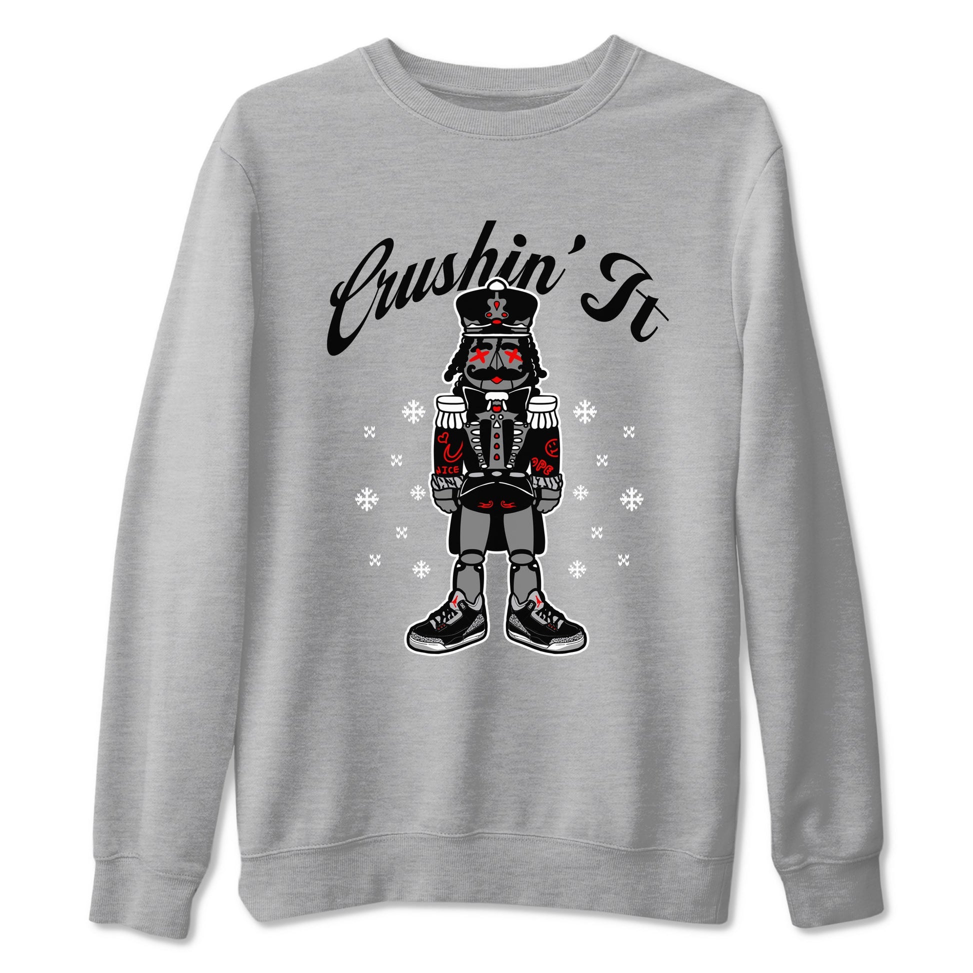 3s Black Cement t shirts to match sneakers Crushin' It Christmas Tee Jordan 3 Retro Black Cement shirt SNRT Sneaker Tees unisex cotton Heather Grey 2 shirts