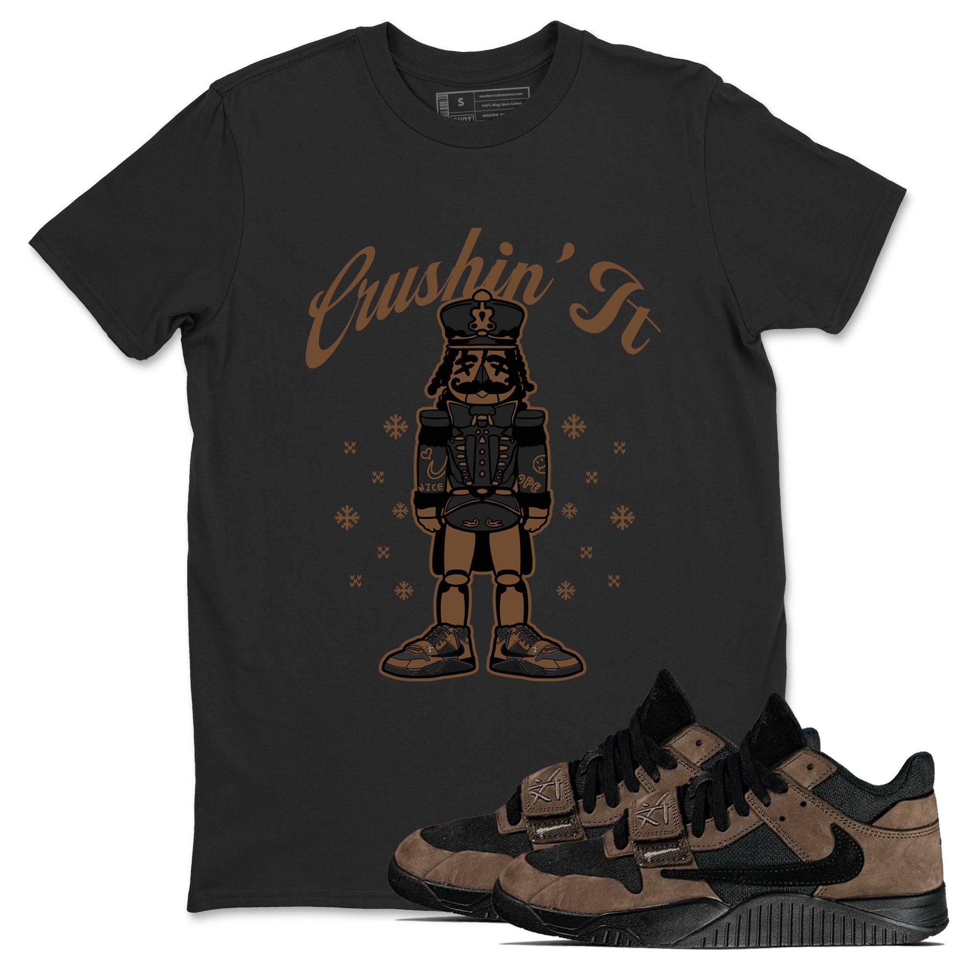 Jordan Jumpman Jack TR Travis Scott Dark Mocha shirts to match jordans Crushin' It sneaker match tees Jordan Jumpman Jack Travis Scott Dark Mocha match shoes to clothes SNRT Sneaker Tees unisex cotton Black 1 shirts
