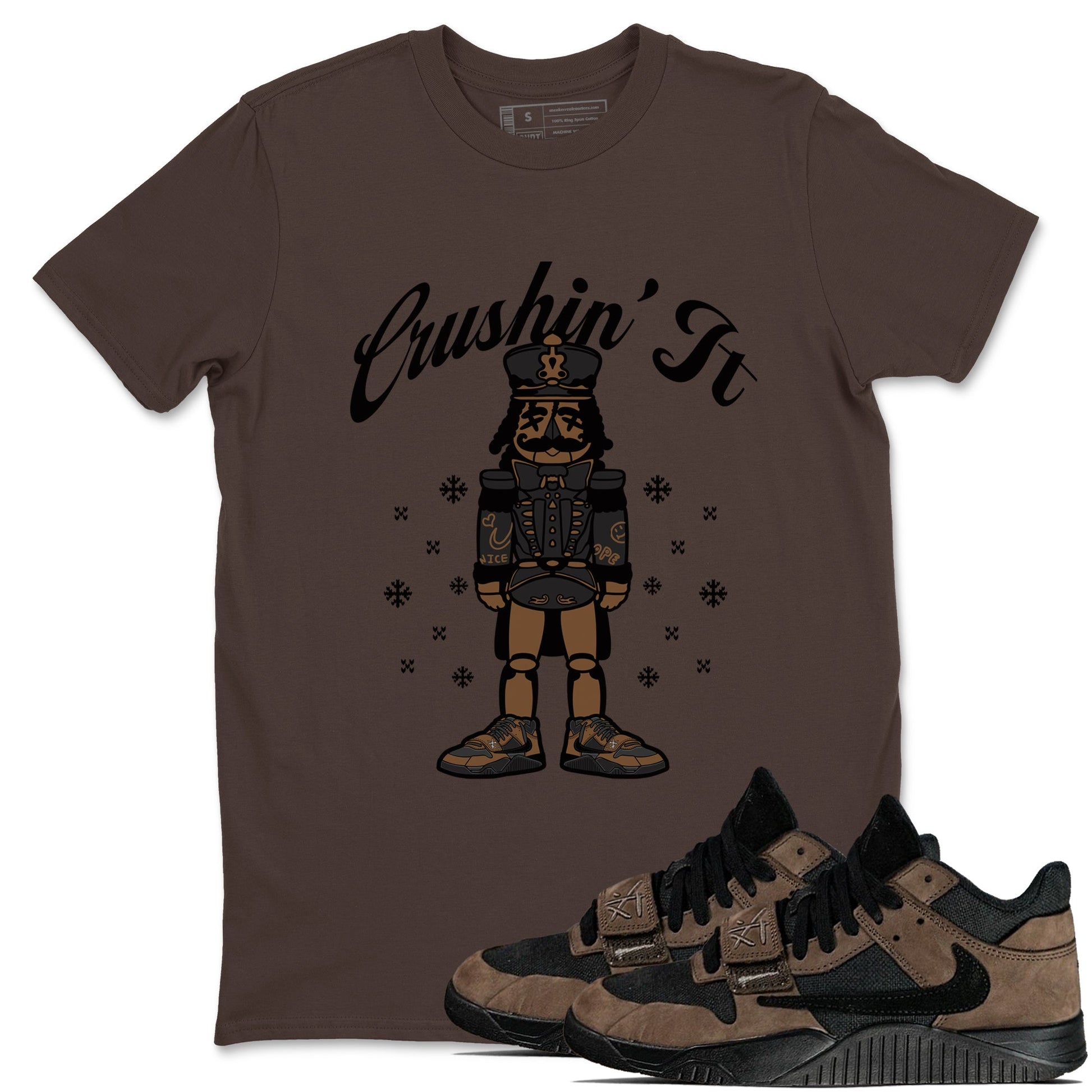 Jordan Jumpman Jack TR Travis Scott Dark Mocha shirts to match jordans Crushin' It sneaker match tees Jordan Jumpman Jack Travis Scott Dark Mocha match shoes to clothes SNRT Sneaker Tees unisex cotton Dark Chocolate 1 shirts