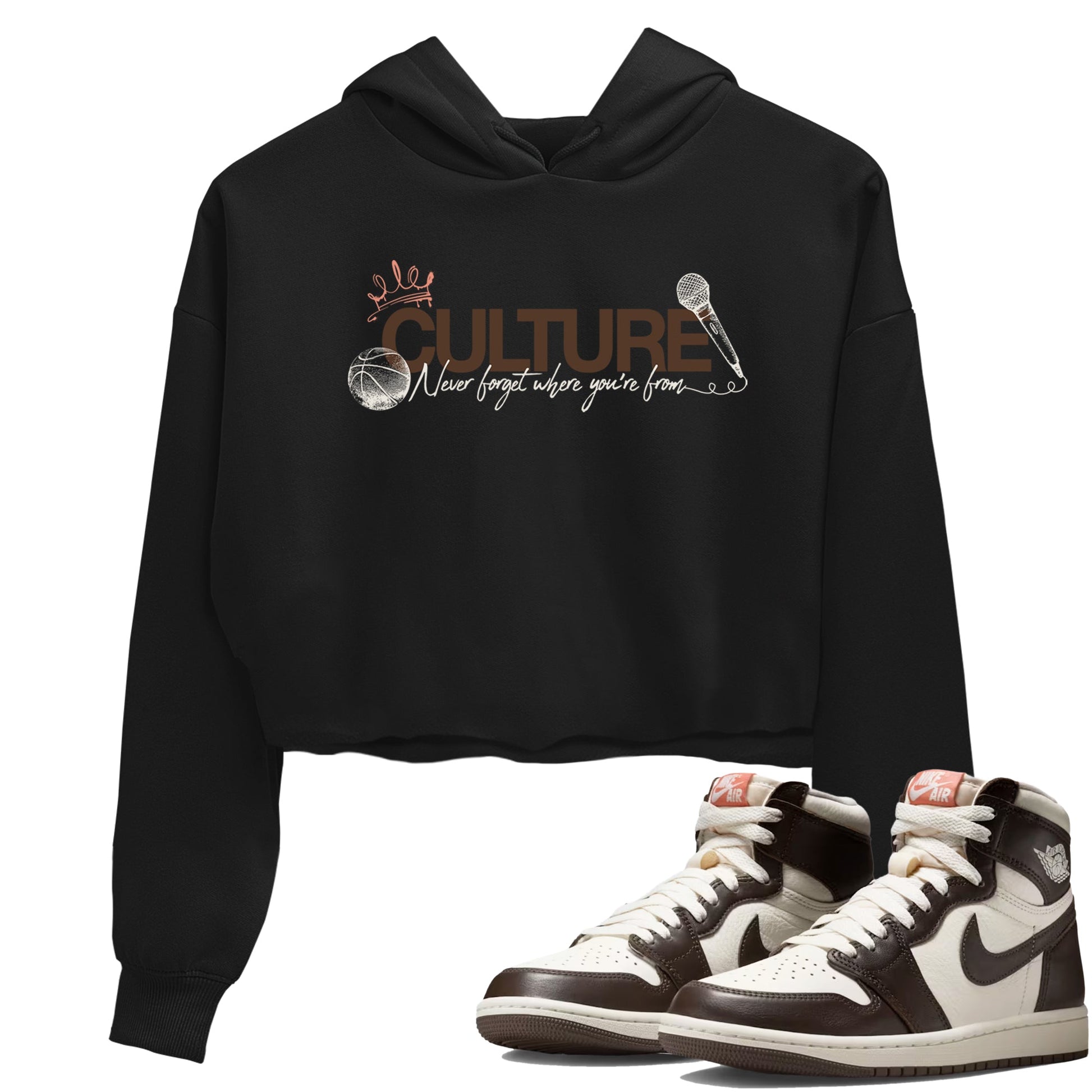 Sneaker match tees – Sneaker Tees To Match Air Jordan 1 Baroque Brown Shoes – Culture Crop T-Shirt Black 1