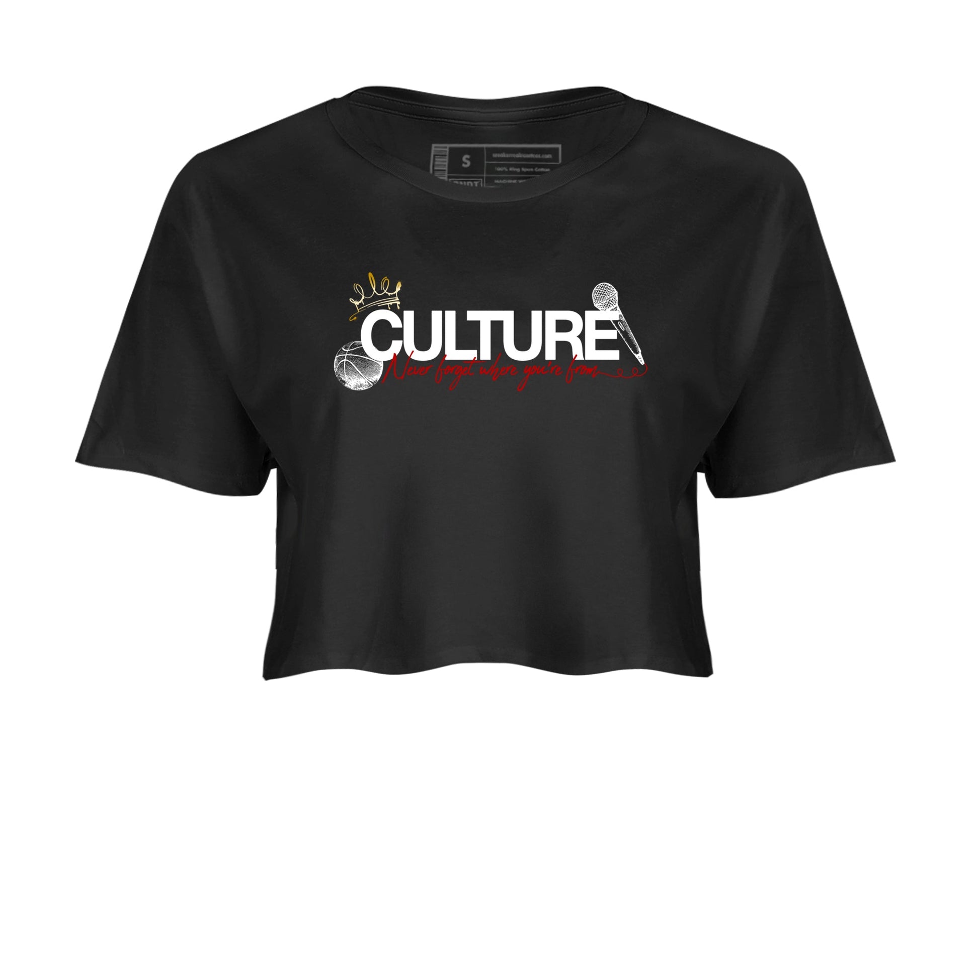 Sneaker match tees – Sneaker Tees To Match Air Jordan 12 Taxi Shoes – Culture Crop T-Shirt Black 2