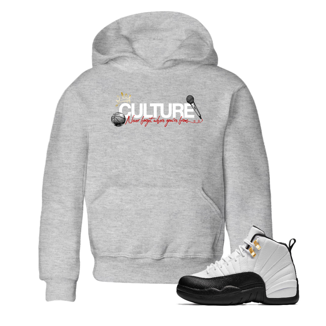 Sneaker match tees – Sneaker Tees To Match Air Jordan 12 Taxi Shoes – Culture Kids T-Shirt Heather Grey 1