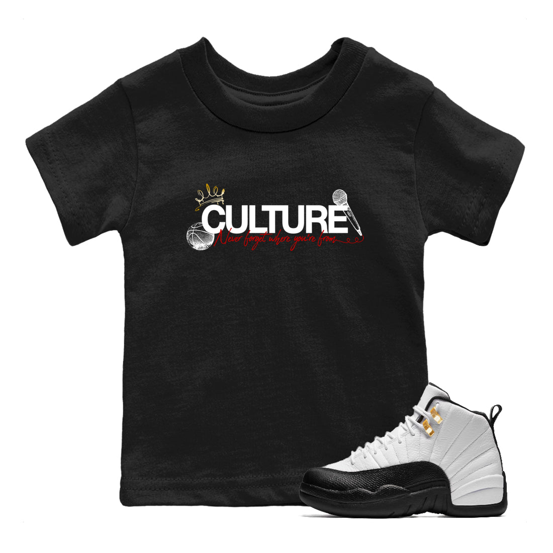 Sneaker match tees – Sneaker Tees To Match Air Jordan 12 Taxi Shoes – Culture Kids T-Shirt Black 1
