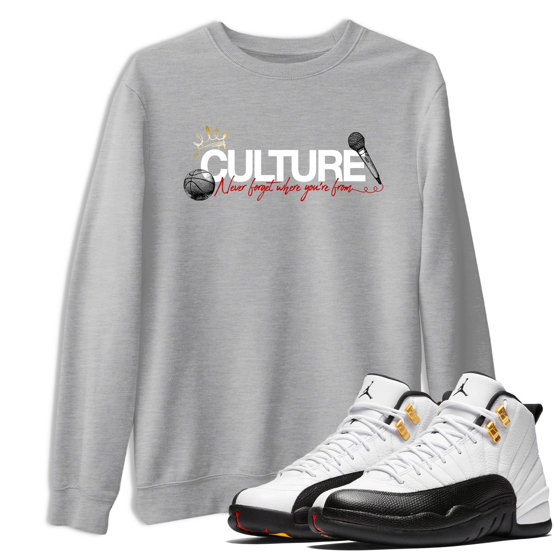 Sneaker match tees – Sneaker Tees To Match Air Jordan 12 Taxi Shoes – Culture Tee Heather Grey 1