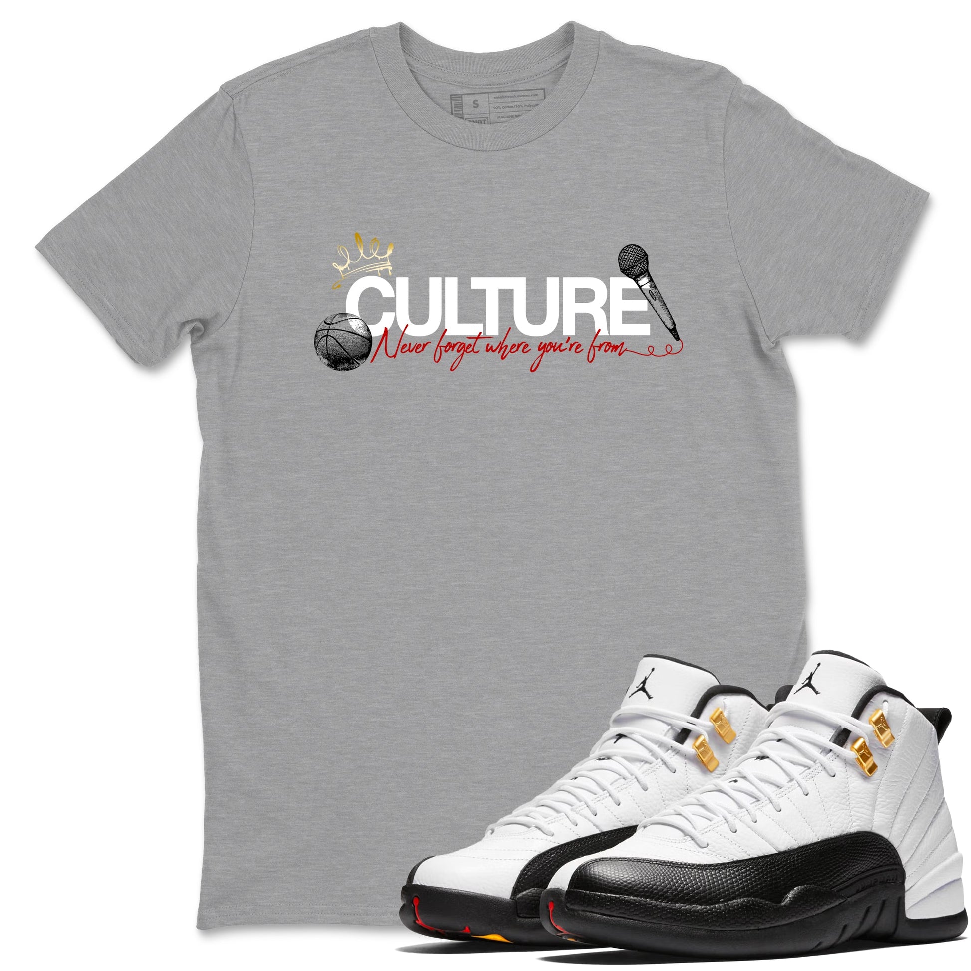 Sneaker match tees – Sneaker Tees To Match Air Jordan 12 Taxi Shoes – Culture Tee Heather Grey 1