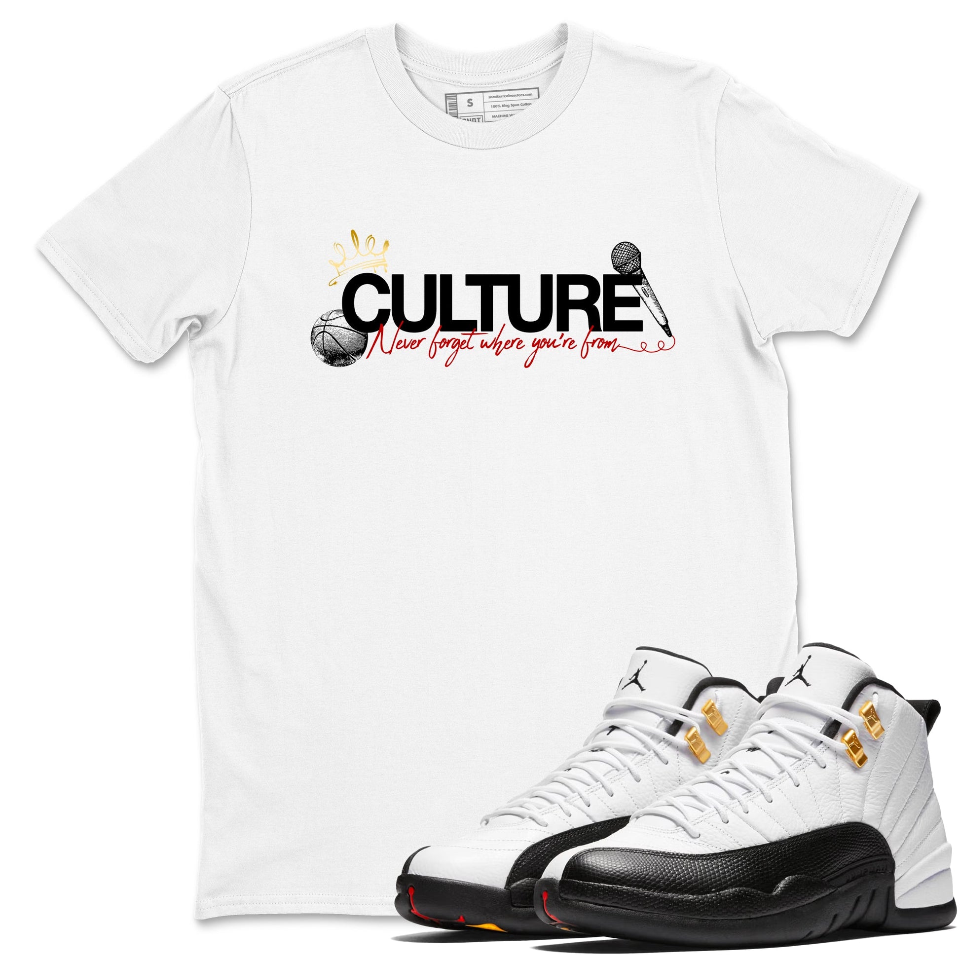 Sneaker match tees – Sneaker Tees To Match Air Jordan 12 Taxi Shoes – Culture Tee White 1