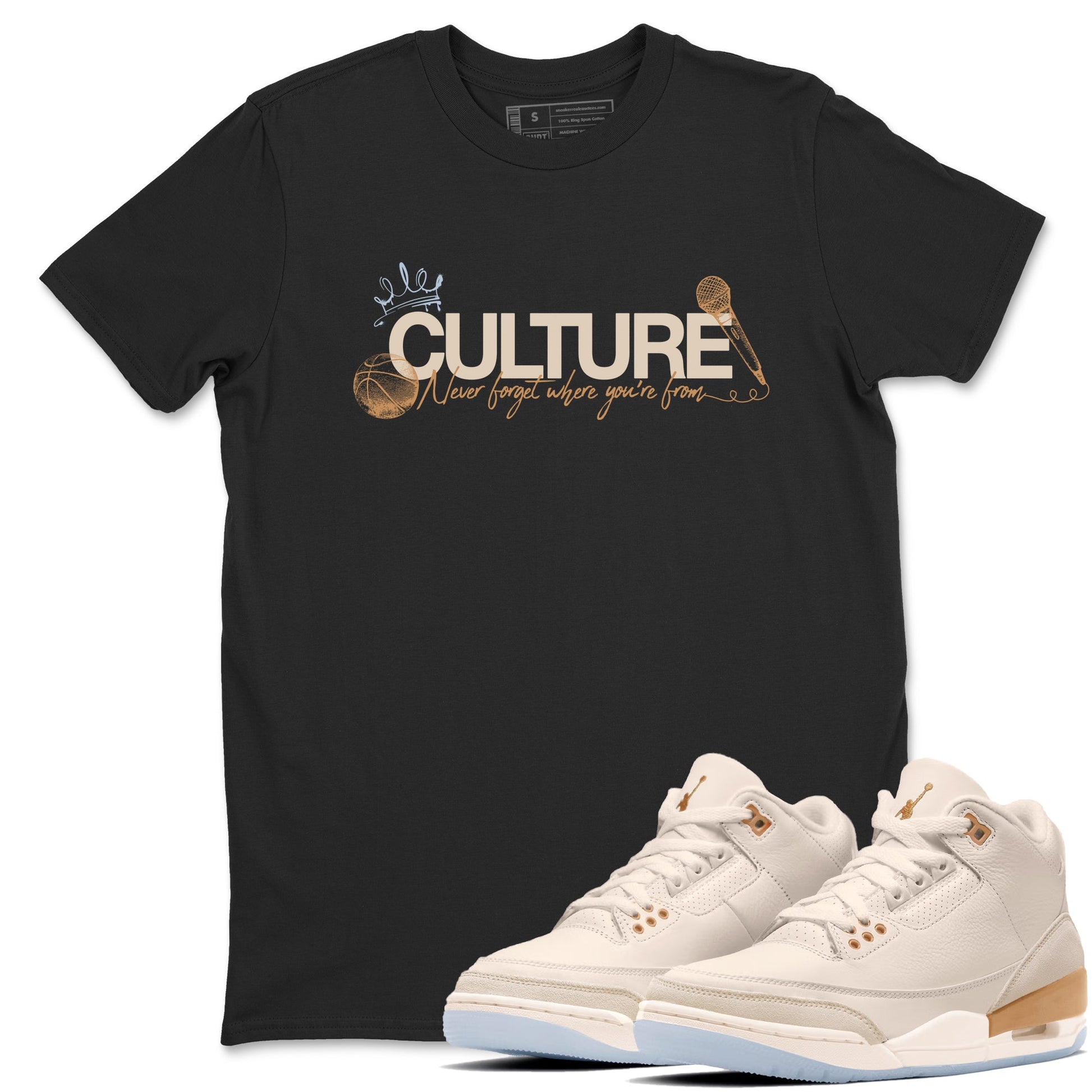 Sneaker match tees – Sneaker Tees To Match Air Jordan 3 Champagne and Oysters Shoes – Culture Tee Black 1