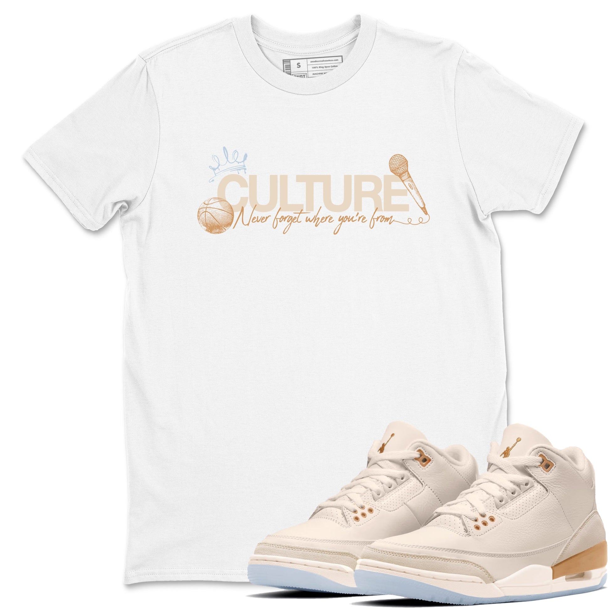 Sneaker match tees – Sneaker Tees To Match Air Jordan 3 Champagne and Oysters Shoes – Culture Tee White 1