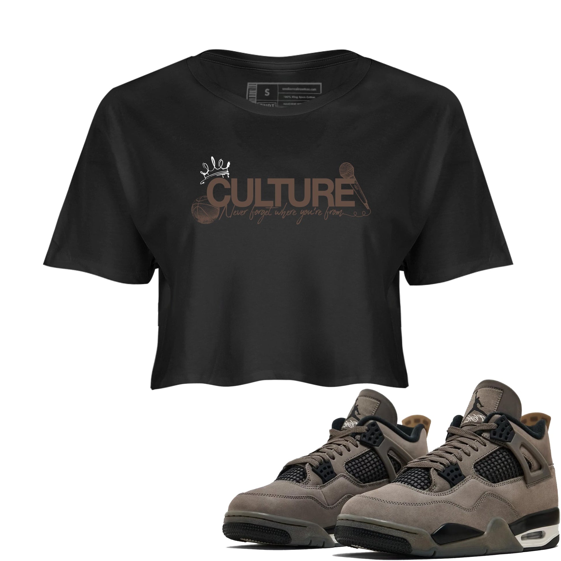Sneaker match tees – Sneaker Tees To Match Air Jordan 4 Cave Stone Shoes – Culture Crop T-Shirt Black 1