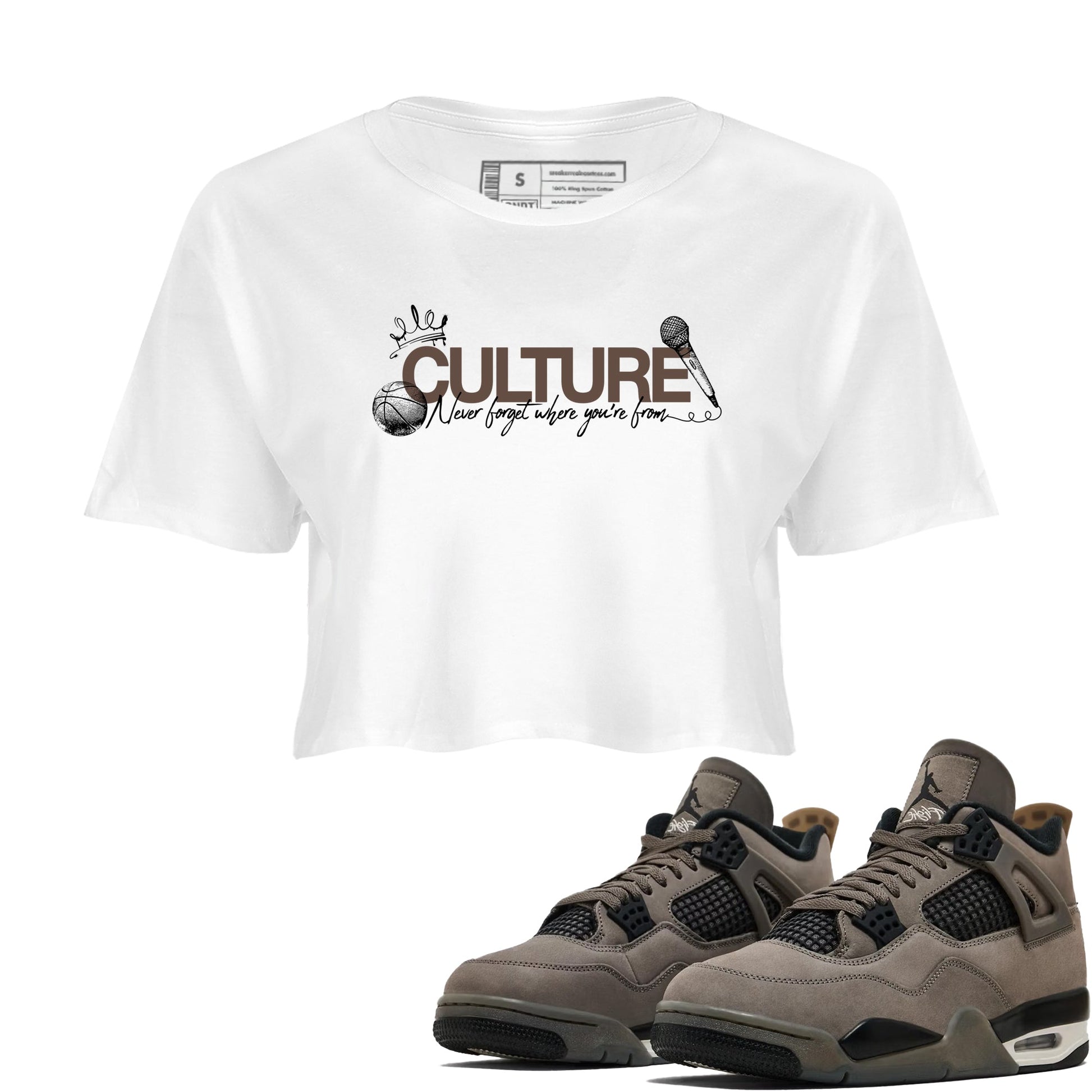 Sneaker match tees – Sneaker Tees To Match Air Jordan 4 Cave Stone Shoes – Culture Crop T-Shirt White 1