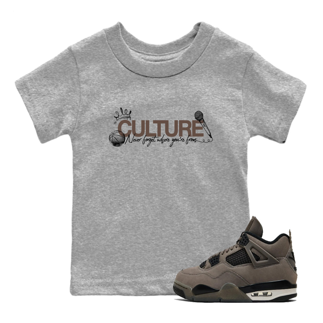 Sneaker match tees – Sneaker Tees To Match Air Jordan 4 Cave Stone Shoes – Culture Kids T-Shirt Heather Grey 1
