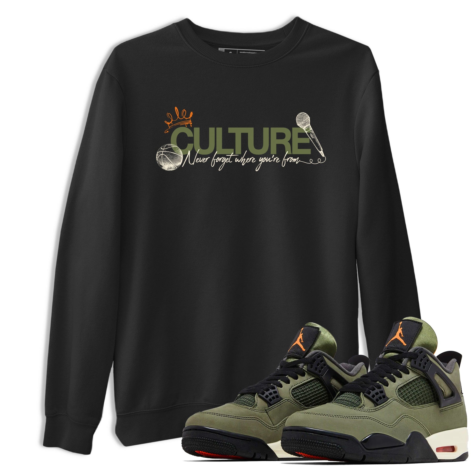 Sneaker match tees – Sneaker Tees To Match Undefeated inspired colorways Air Jordan 4 OG Olive Shoes – Culture Tee Black 1