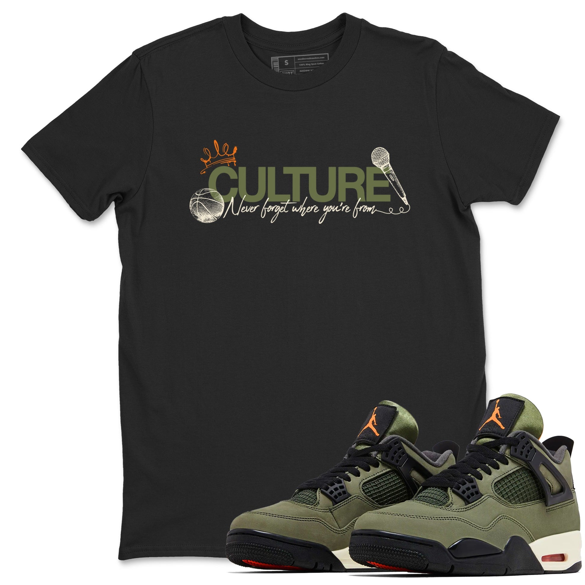 Sneaker match tees – Sneaker Tees To Match Undefeated inspired colorways Air Jordan 4 OG Olive Shoes – Culture Tee Black 1