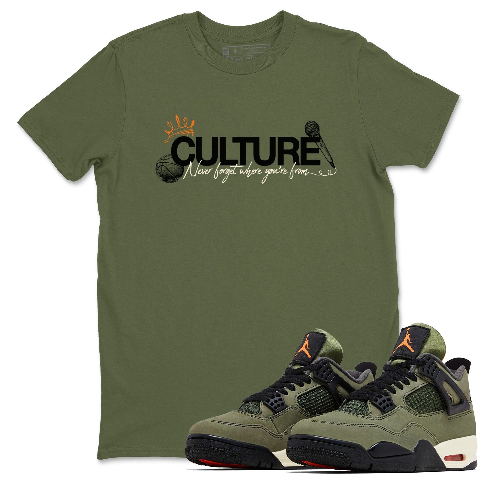Sneaker match tees – Sneaker Tees To Match Undefeated inspired colorways Air Jordan 4 OG Olive Shoes – Culture Tee Military Green 1